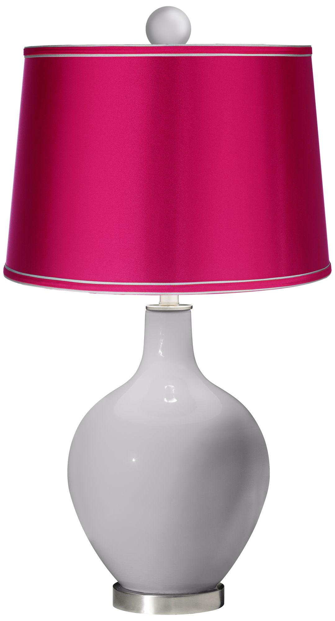 Swanky Gray - Satin Fuchsia Ovo Lamp with Color Finial