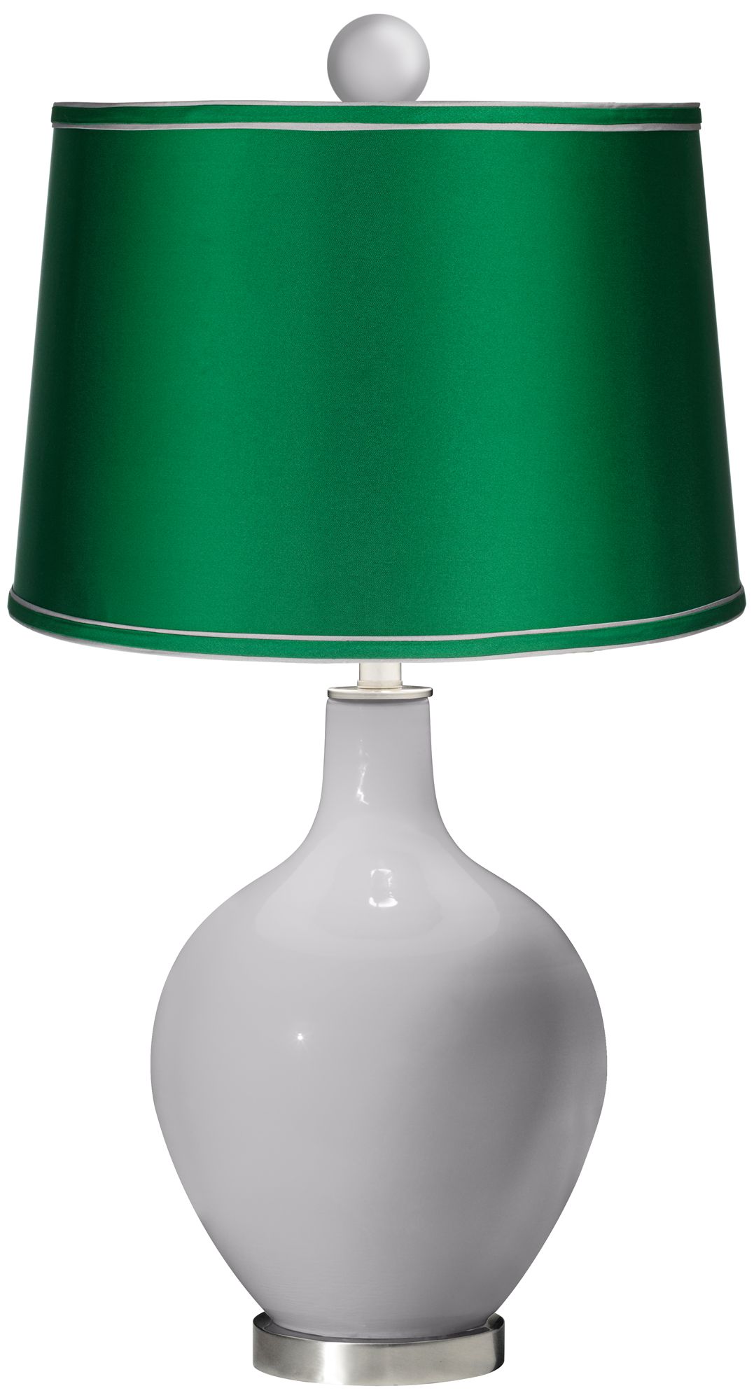 Swanky Gray - Satin Emerald Ovo Lamp with Color Finial