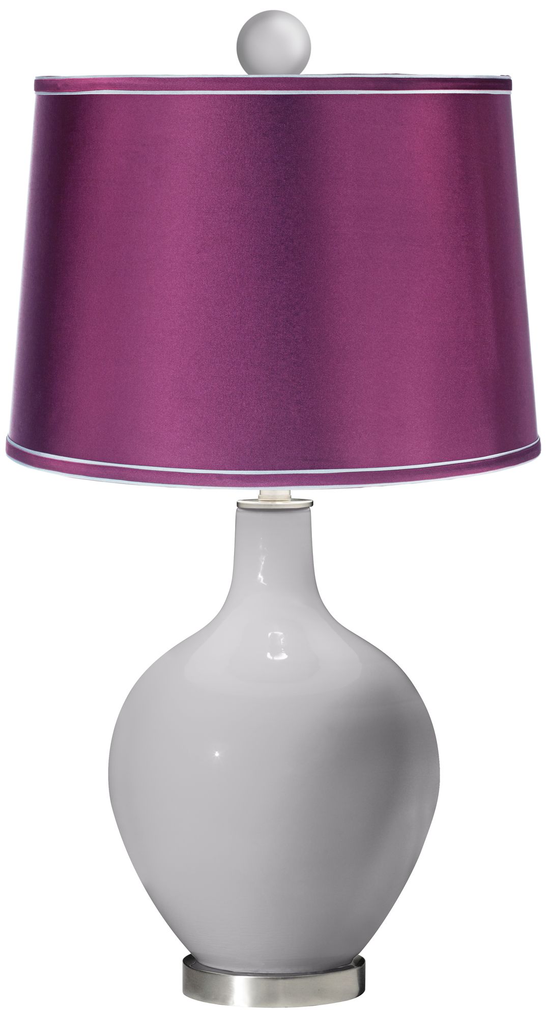 Swanky Gray - Satin Plum Ovo Table Lamp with Color Finial