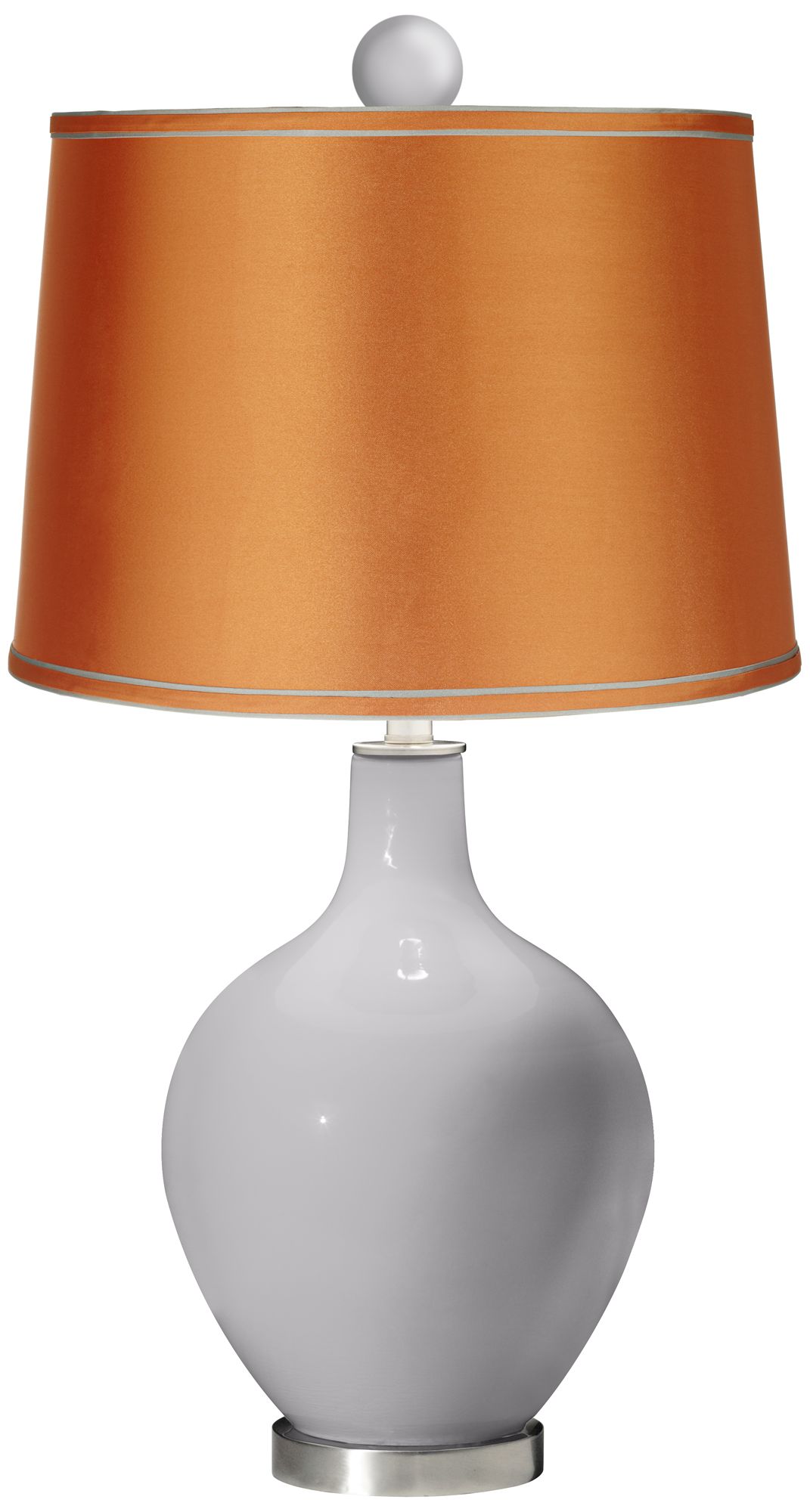 Swanky Gray - Satin Orange Ovo Lamp with Color Finial