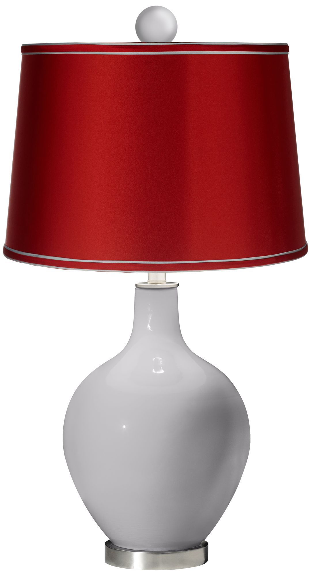 Swanky Gray - Satin Red Ovo Table Lamp with Color Finial