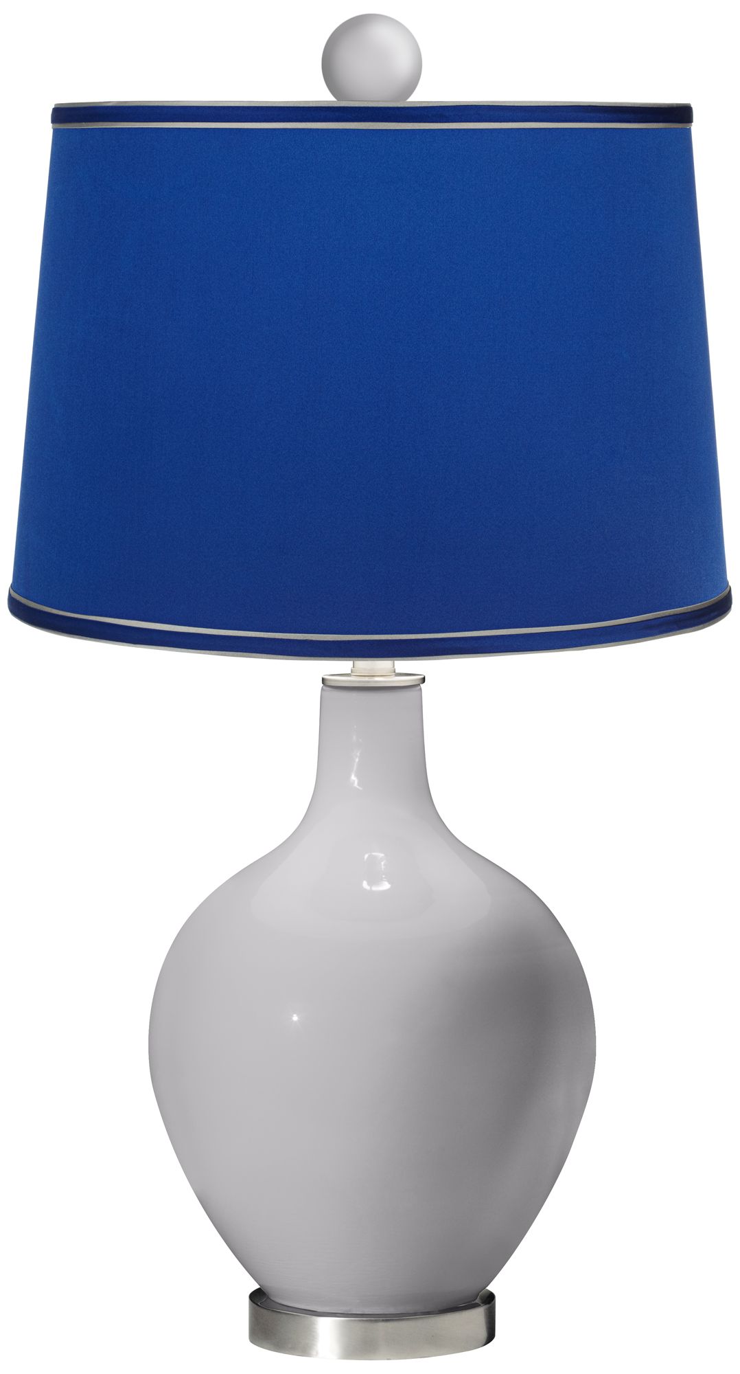 Swanky Gray - Satin Dark Blue Ovo Lamp with Color Finial