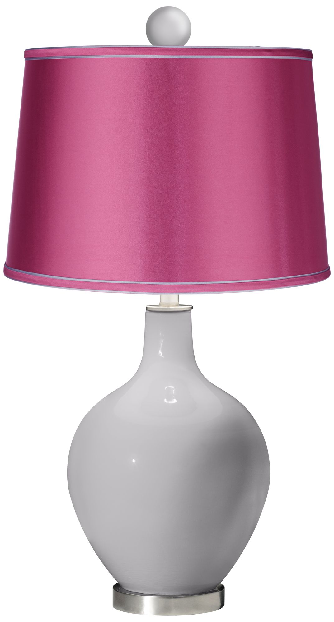 Swanky Gray - Satin Pink Ovo Table Lamp with Color Finial