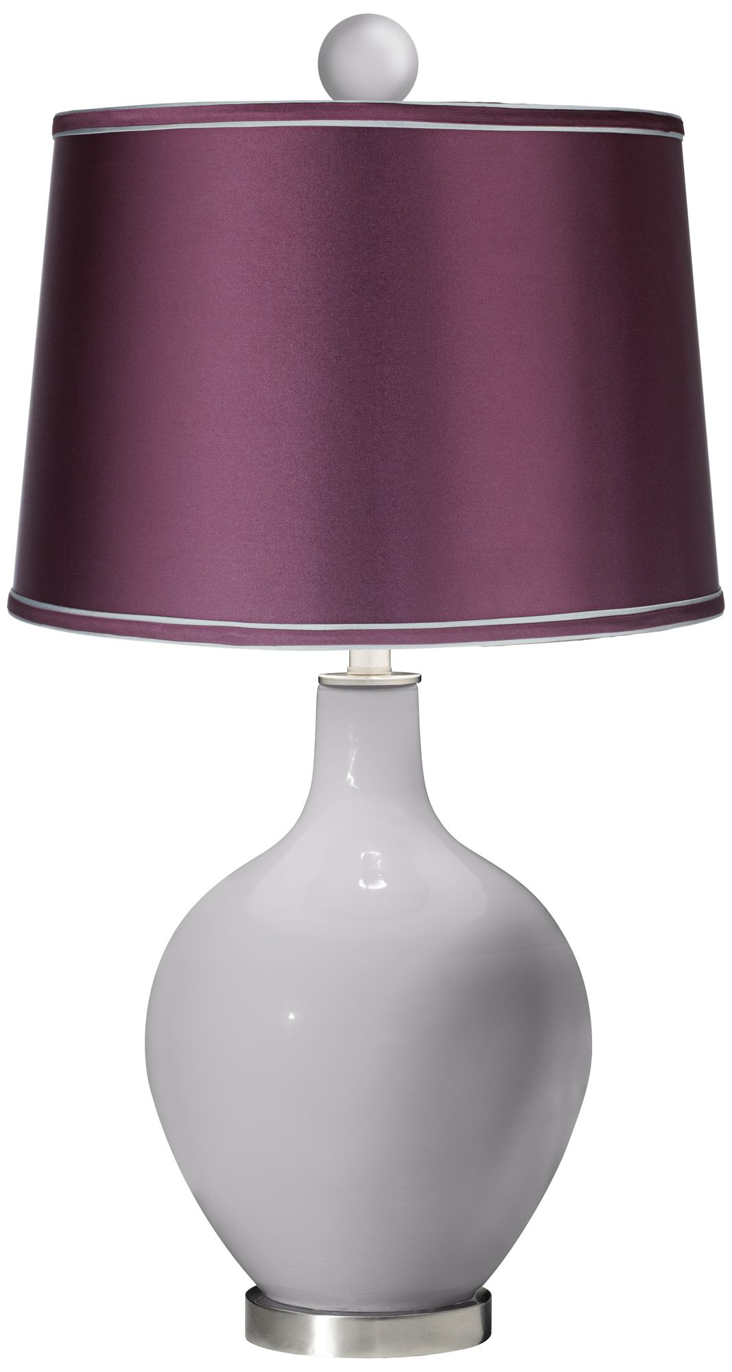 Swanky Gray - Satin Eggplant Ovo Lamp with Color Finial