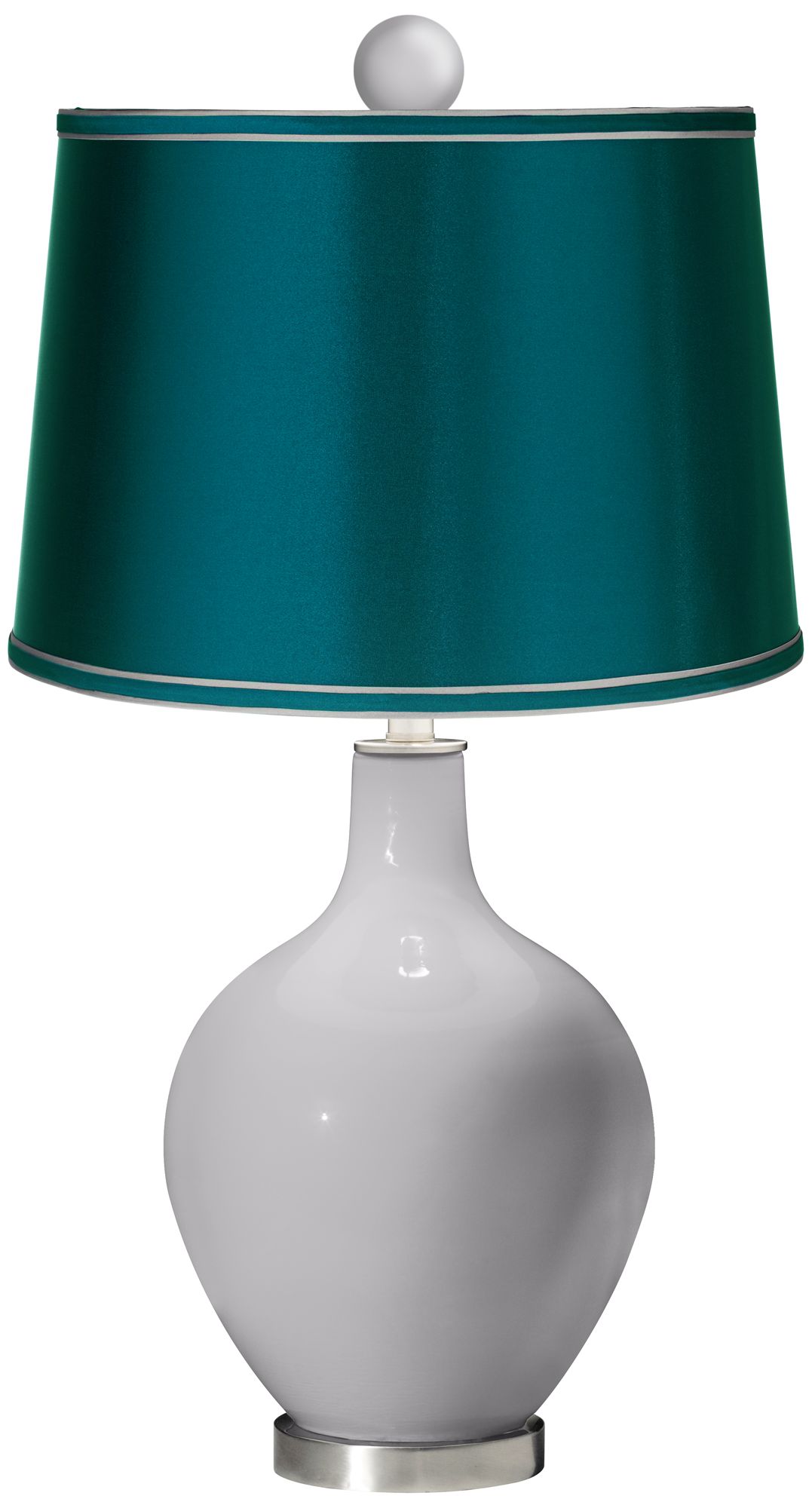 Swanky Gray - Satin Teal Ovo Table Lamp with Color Finial