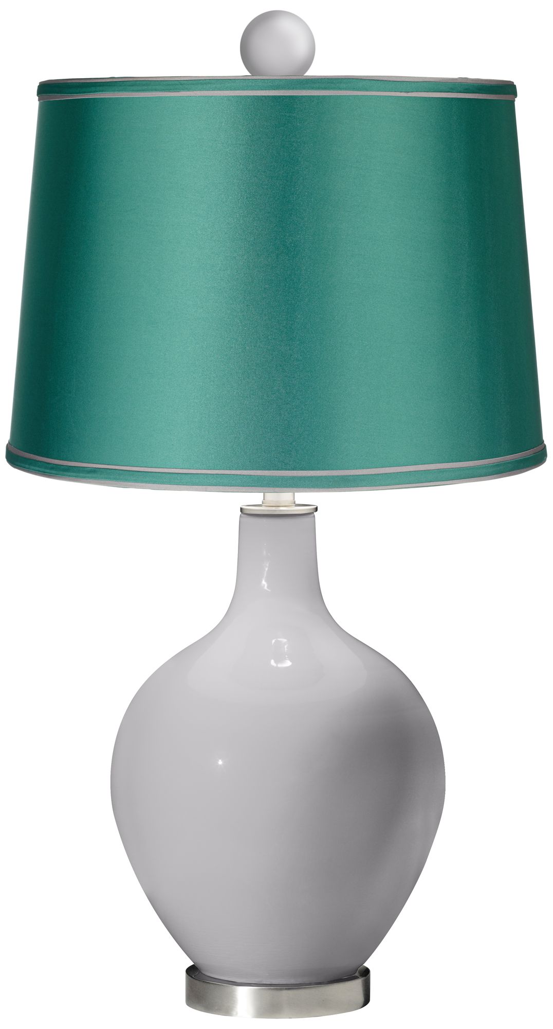 Swanky Gray - Satin Sea Green Ovo Lamp with Color Finial