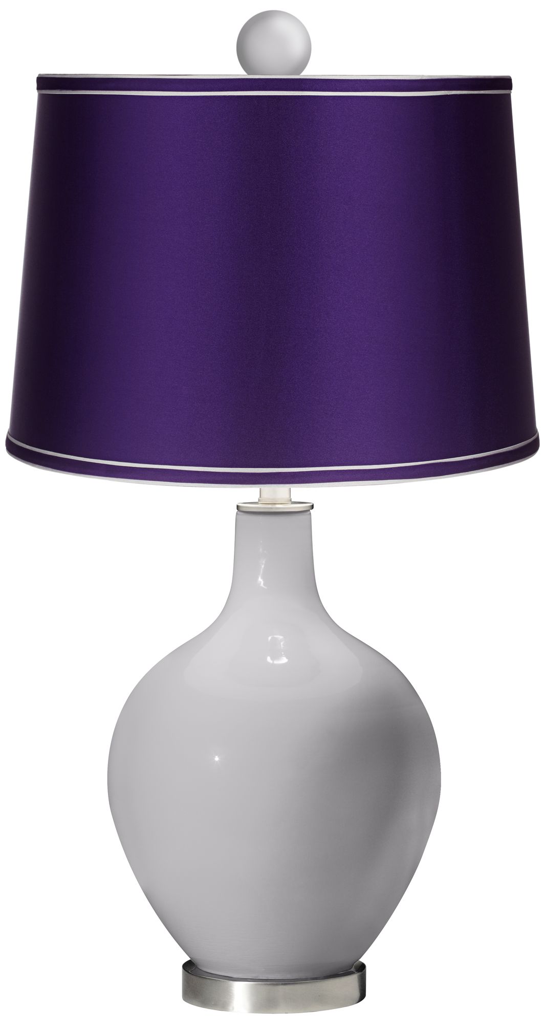 Swanky Gray - Satin Purple Ovo Lamp with Color Finial