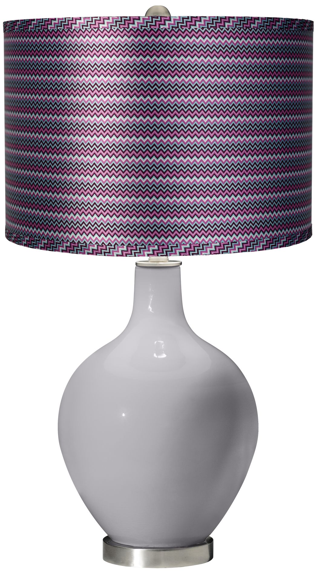 Swanky Gray - Satin Purple Zig Zag Shade Ovo Table Lamp