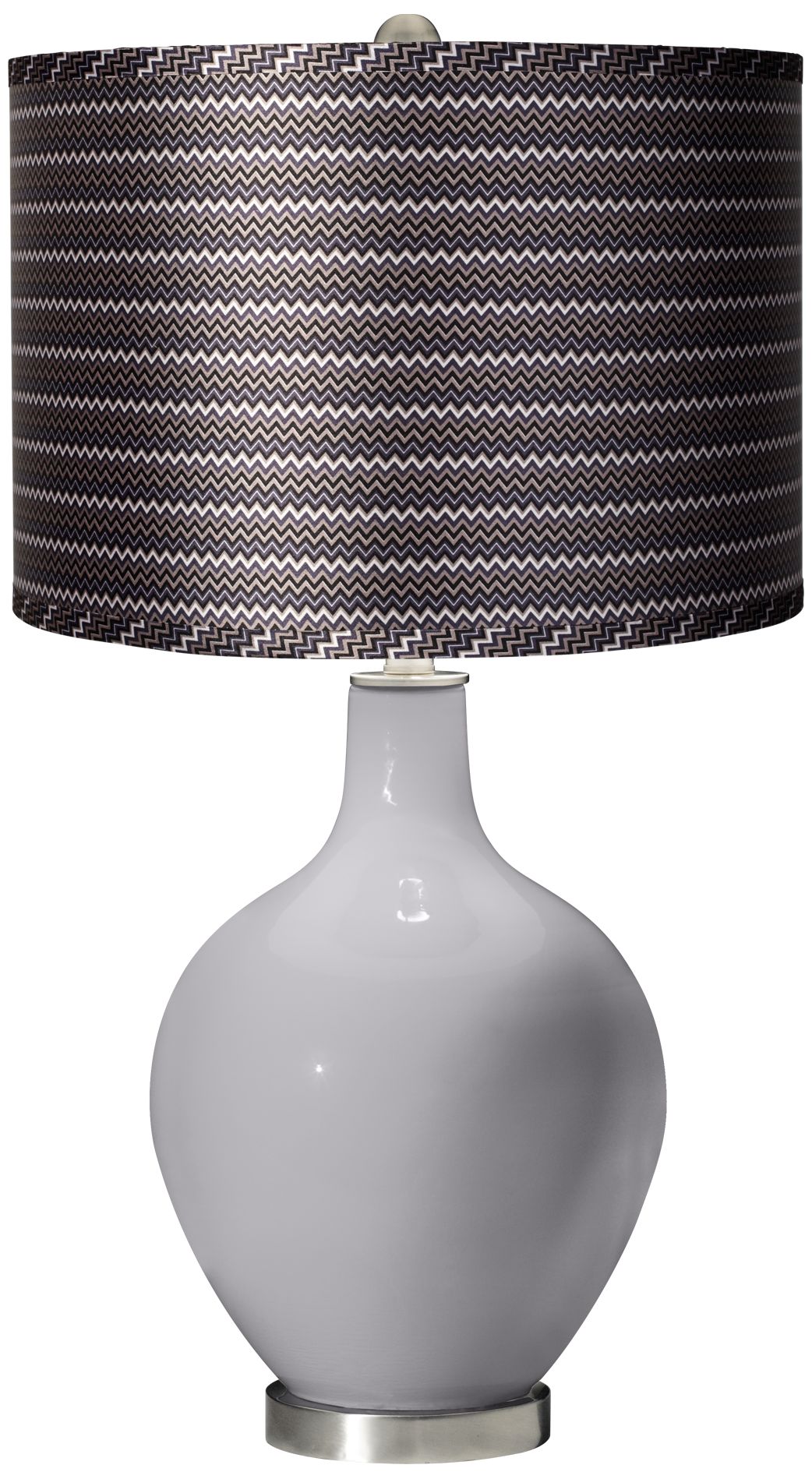 Swanky Gray - Satin Gray Zig Zag Shade Ovo Table Lamp
