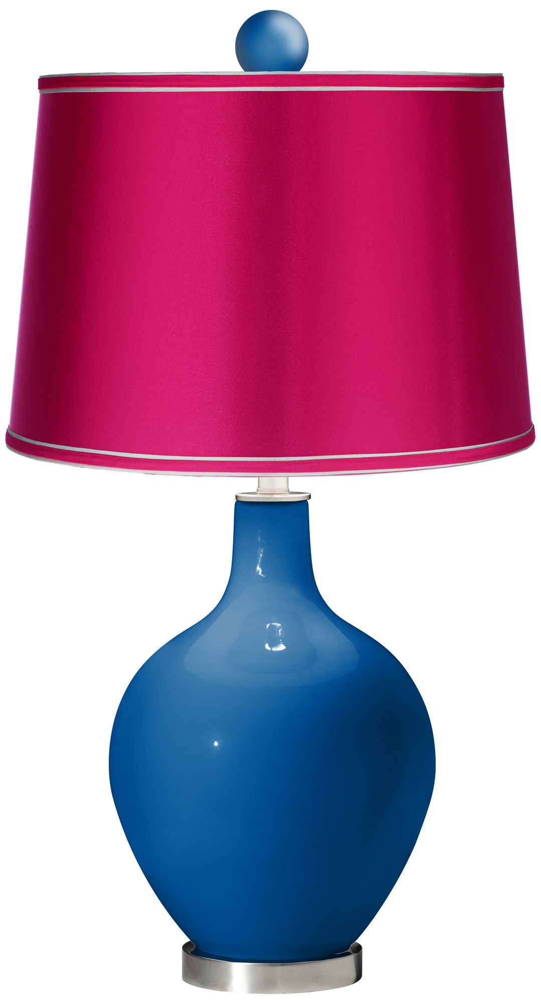 Hyper Blue - Satin Fuchsia Ovo Lamp with Color Finial