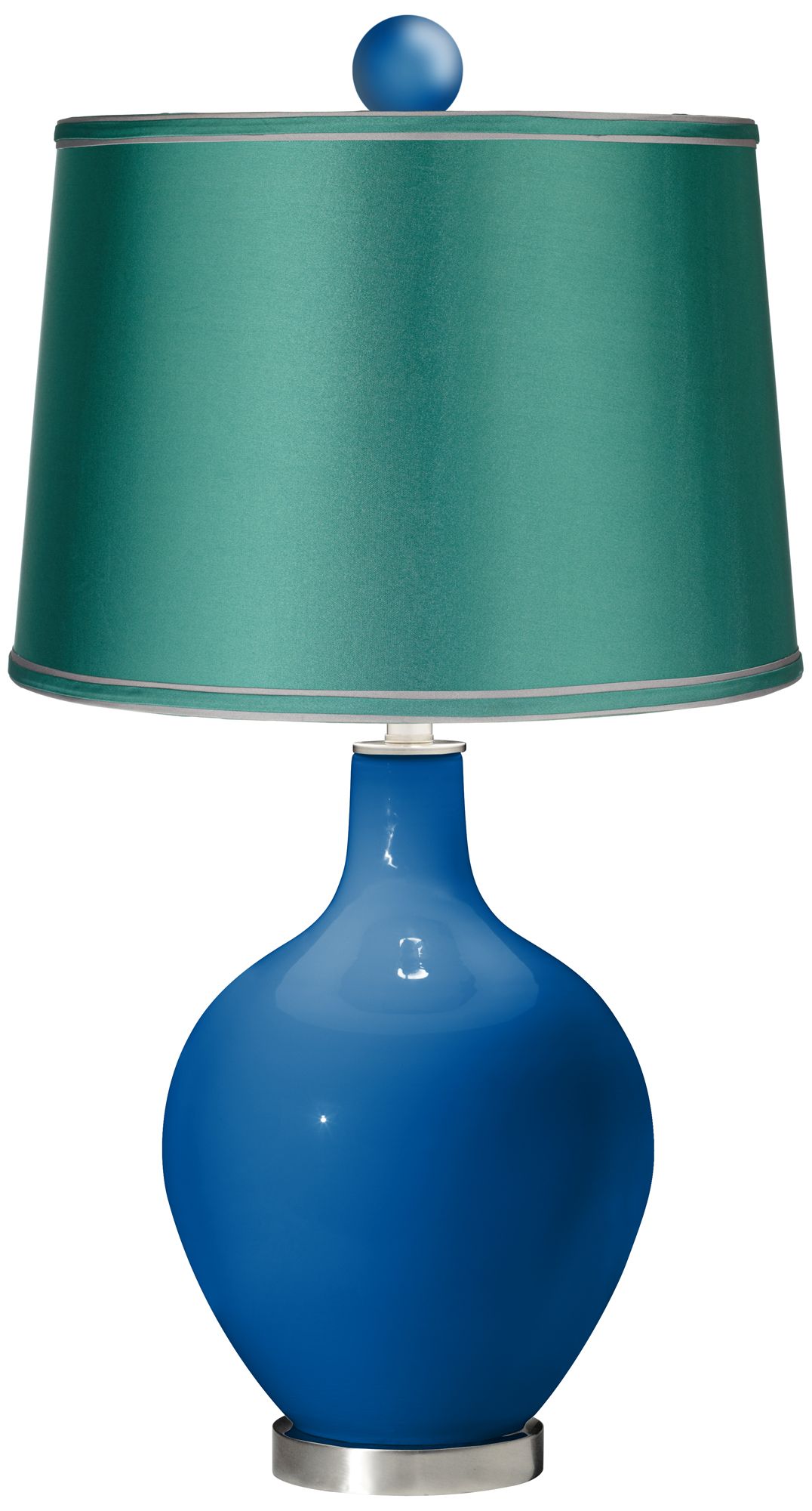 Hyper Blue - Satin Sea Green Ovo Lamp with Color Finial
