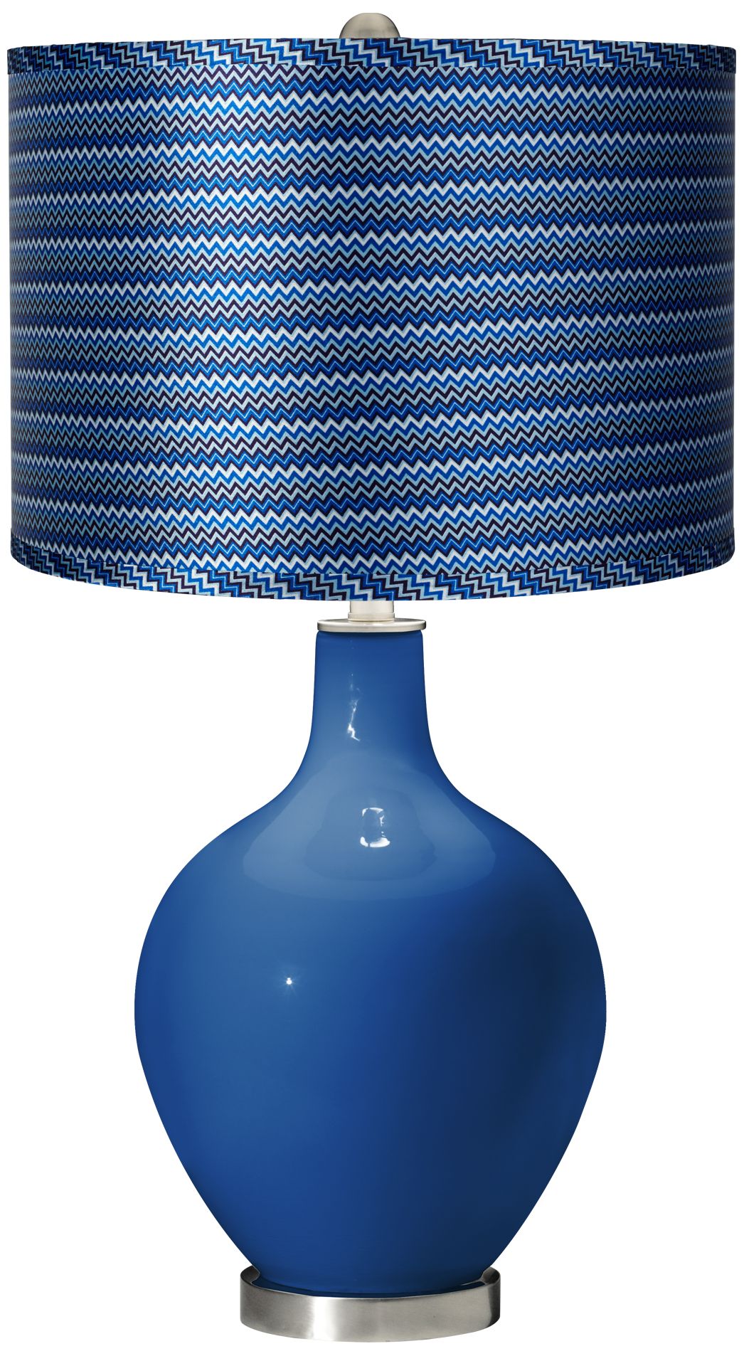 Hyper Blue - Satin Blue Zig Zag Shade Ovo Table Lamp