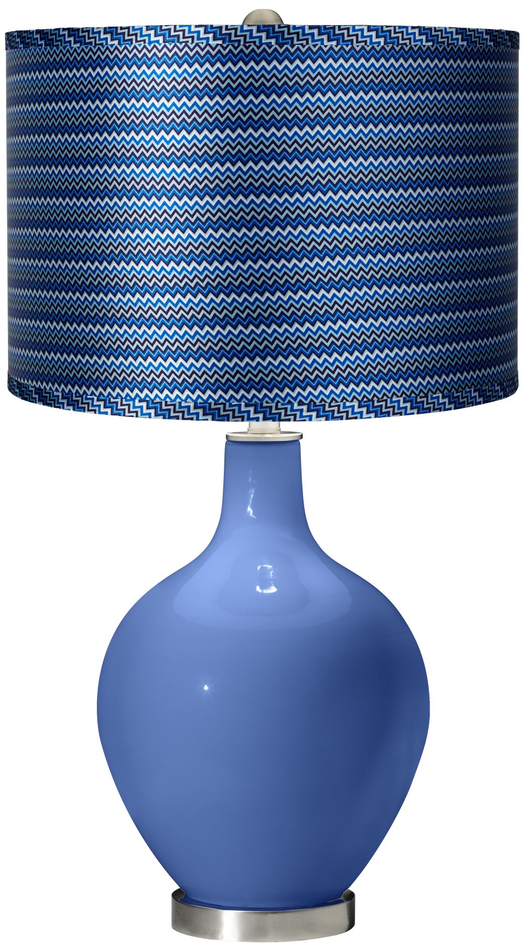 Dazzle - Satin Blue Zig Zag Shade Ovo Table Lamp