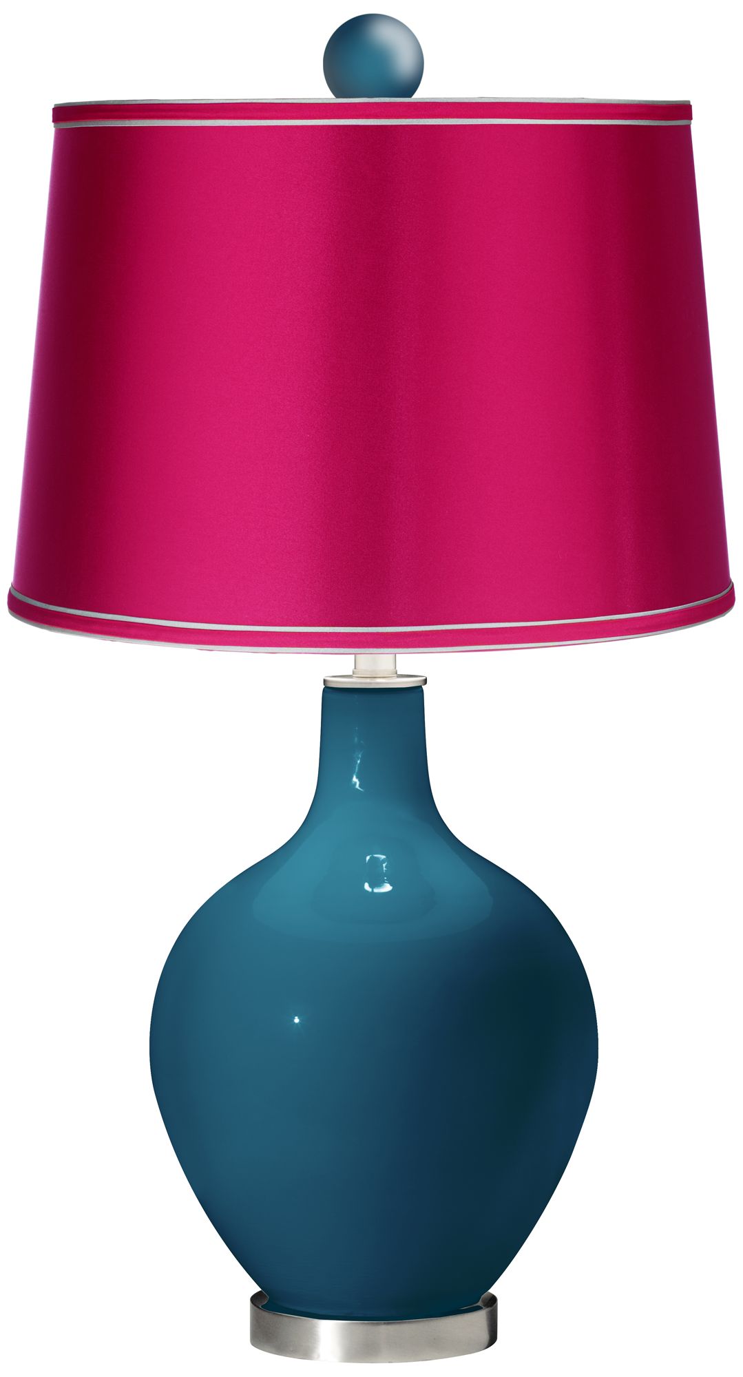Oceanside - Satin Fuchsia Ovo Lamp with Color Finial