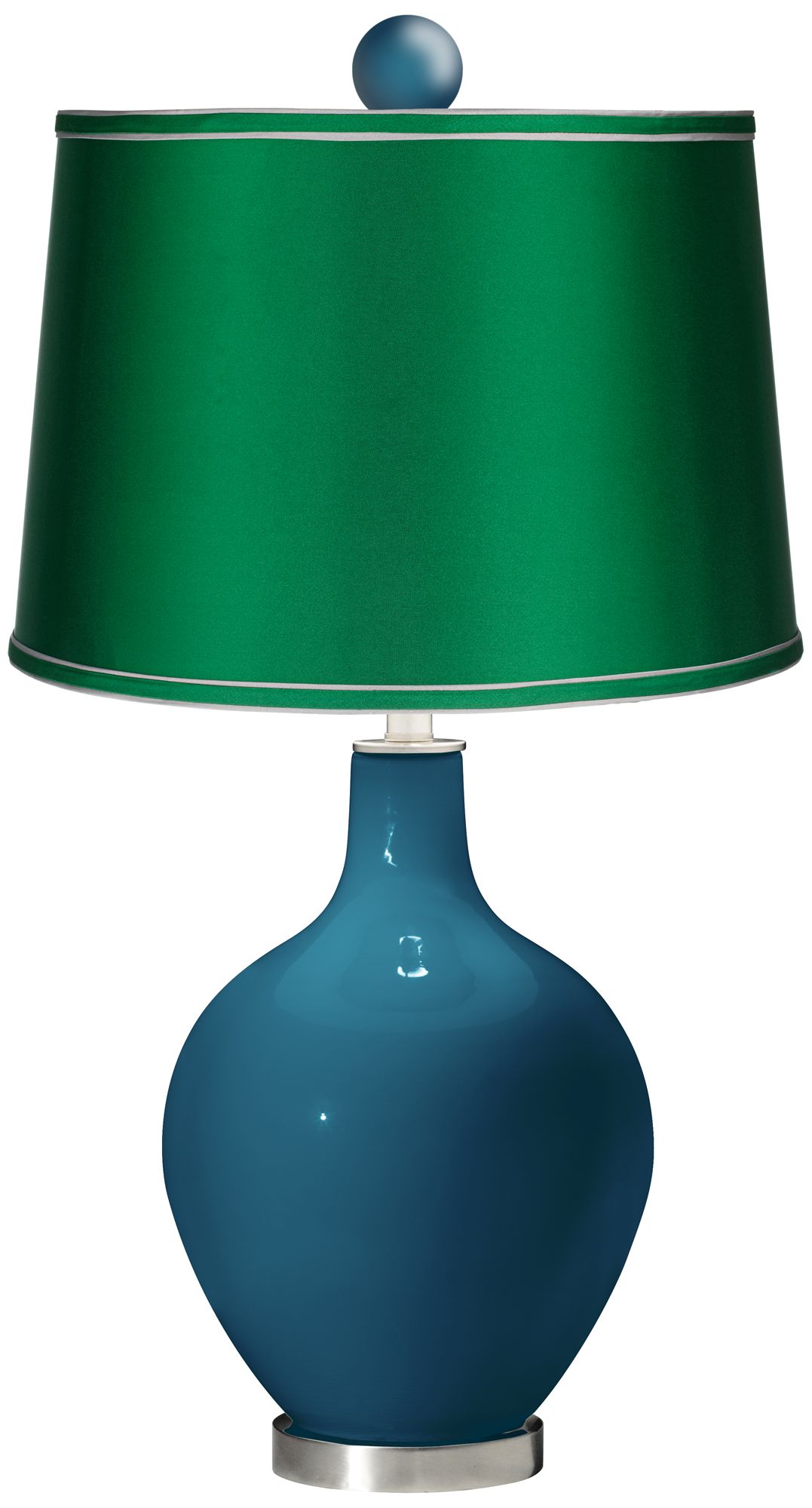 Oceanside - Satin Emerald Ovo Lamp with Color Finial