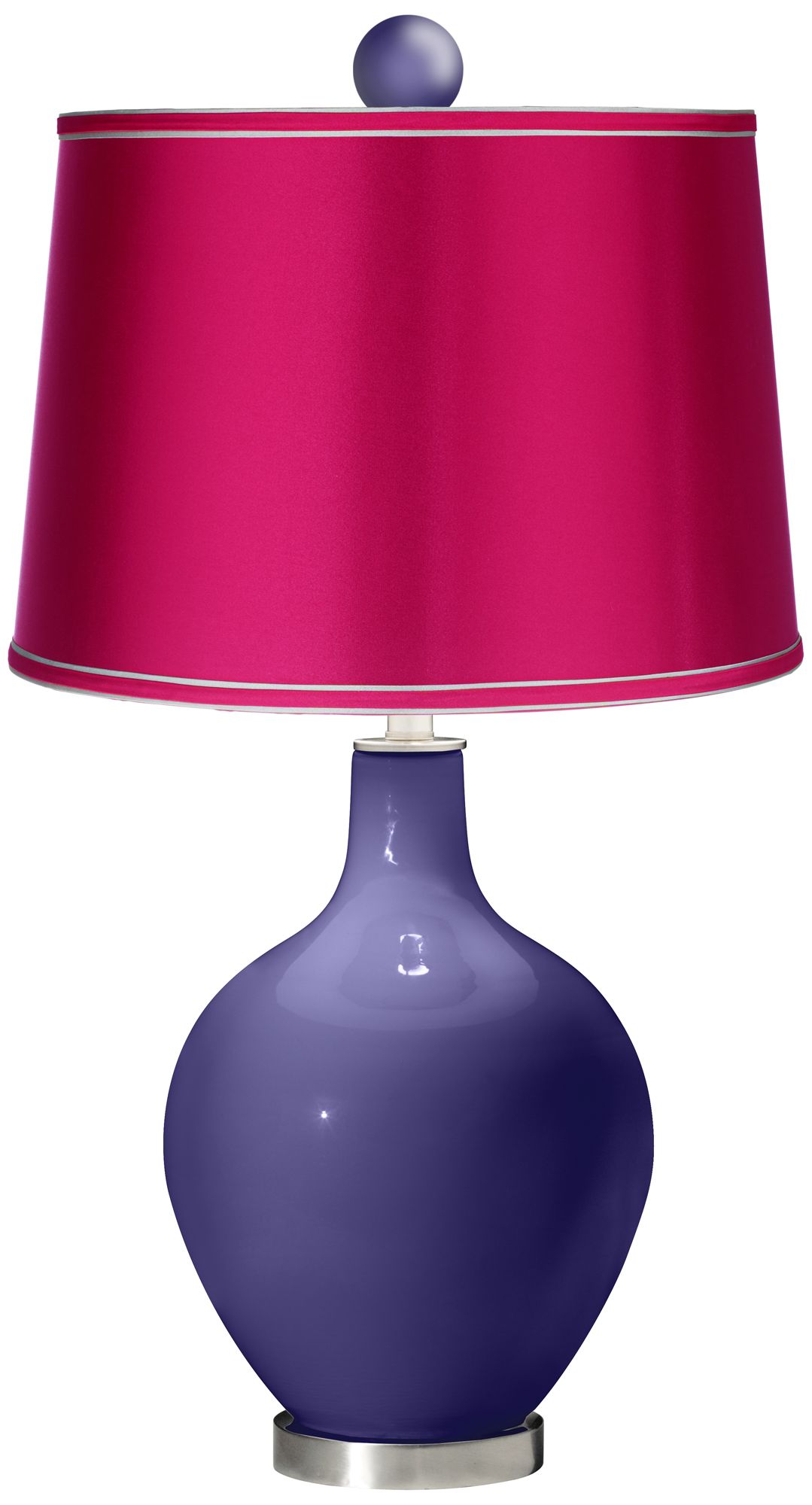Valiant Violet - Satin Fuchsia Ovo Lamp with Color Finial
