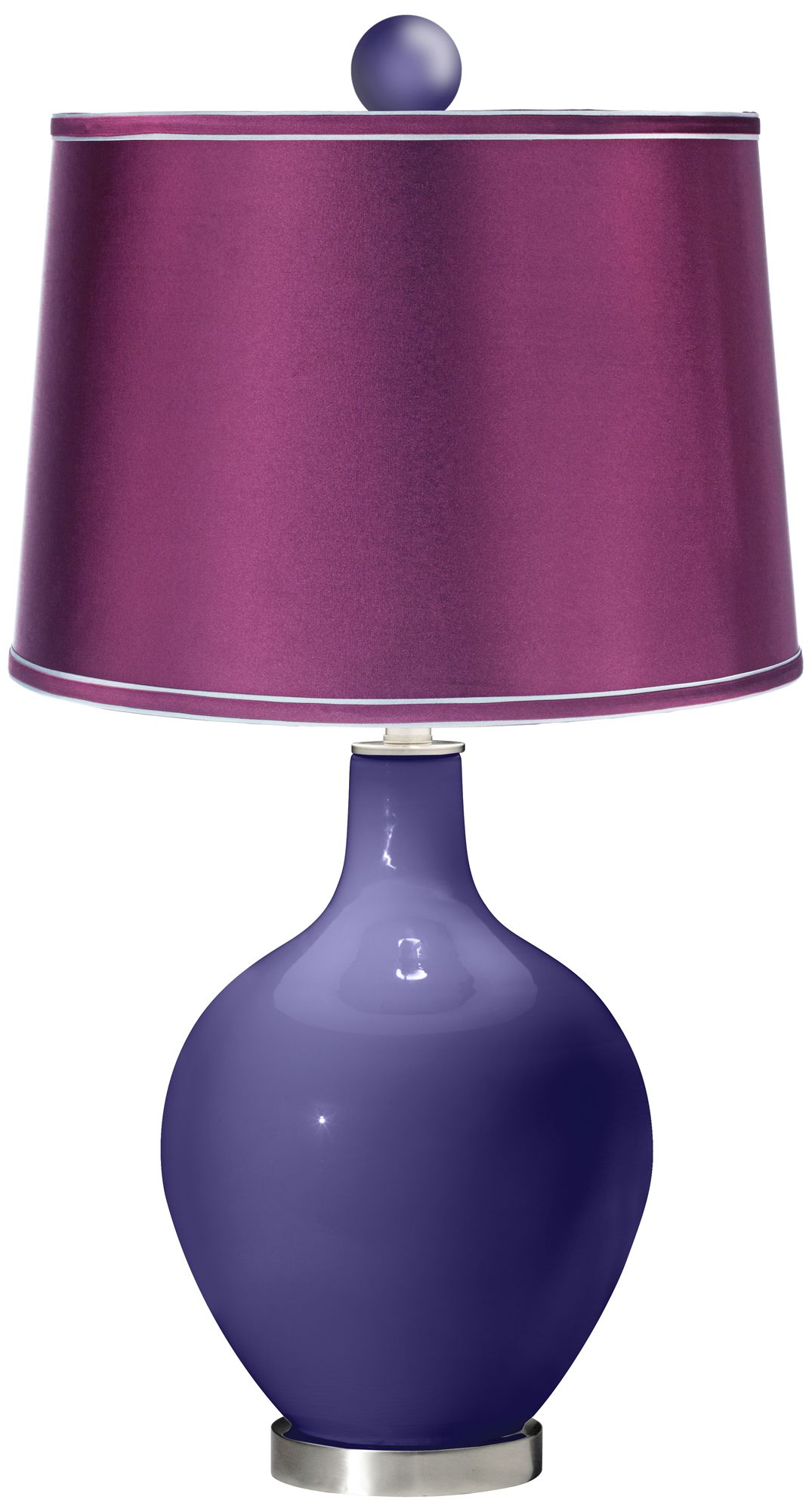 Valiant Violet - Satin Plum Ovo Lamp with Color Finial