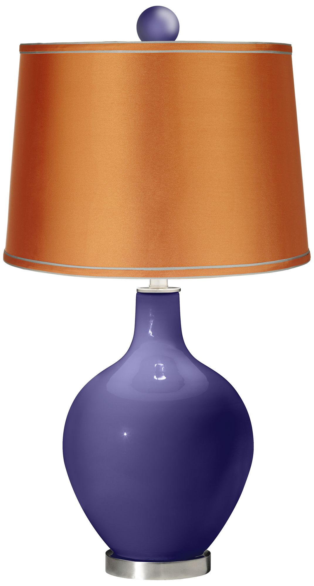 Valiant Violet - Satin Orange Ovo Lamp with Color Finial