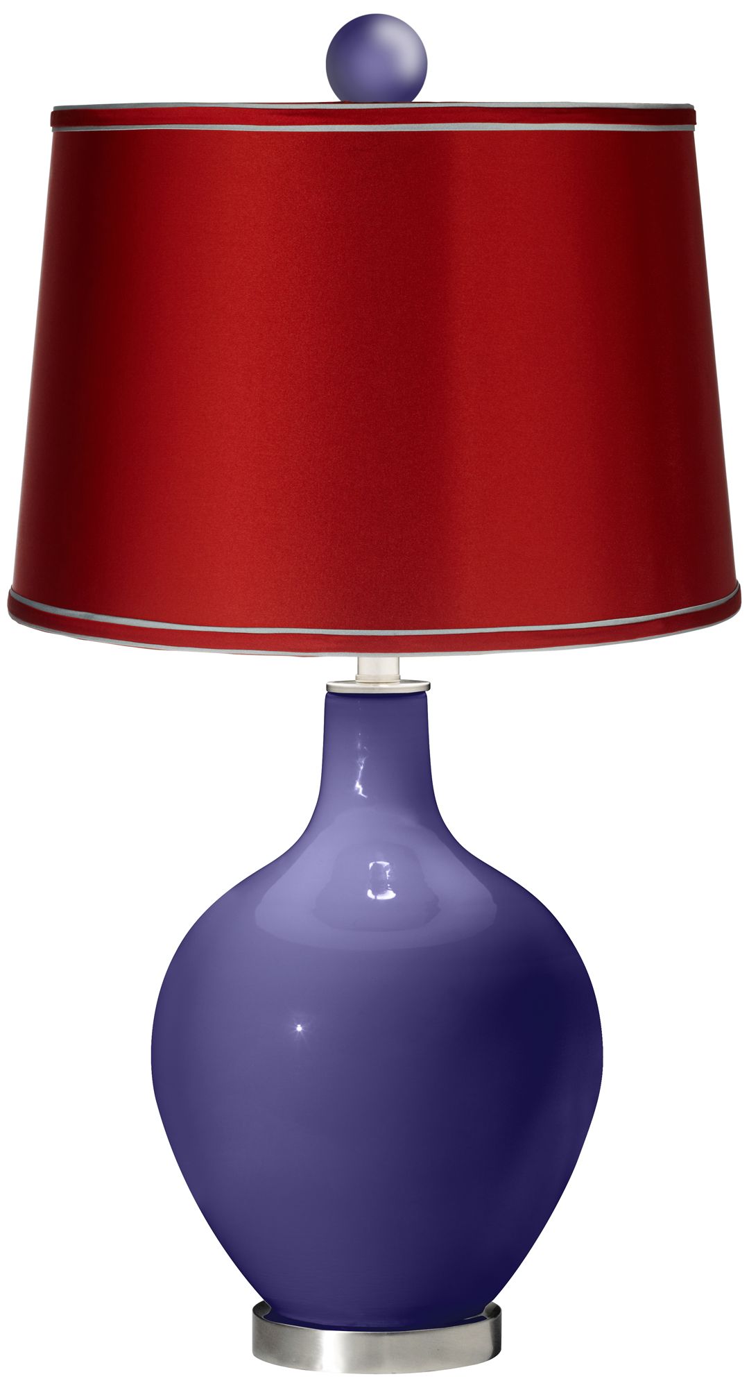 Valiant Violet - Satin Red Ovo Lamp with Color Finial