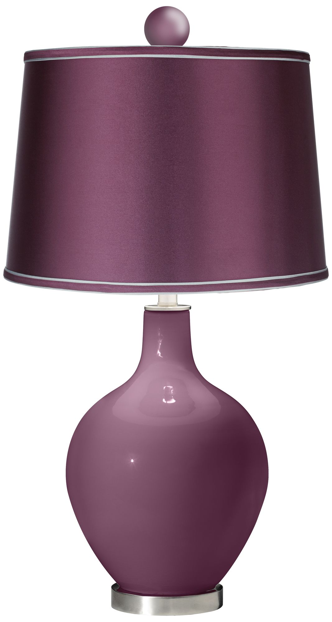 Grape Harvest - Satin Eggplant Ovo Lamp with Color Finial