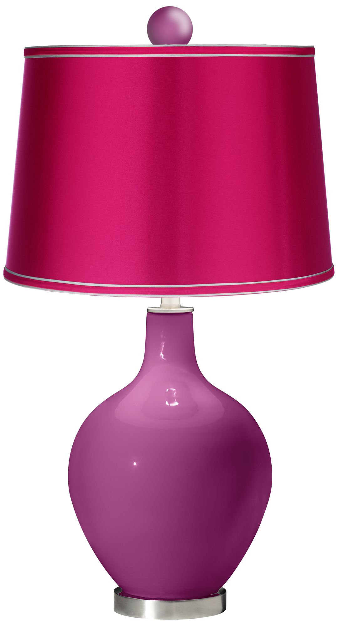 Verve Violet - Satin Fuchsia Ovo Lamp with Color Finial