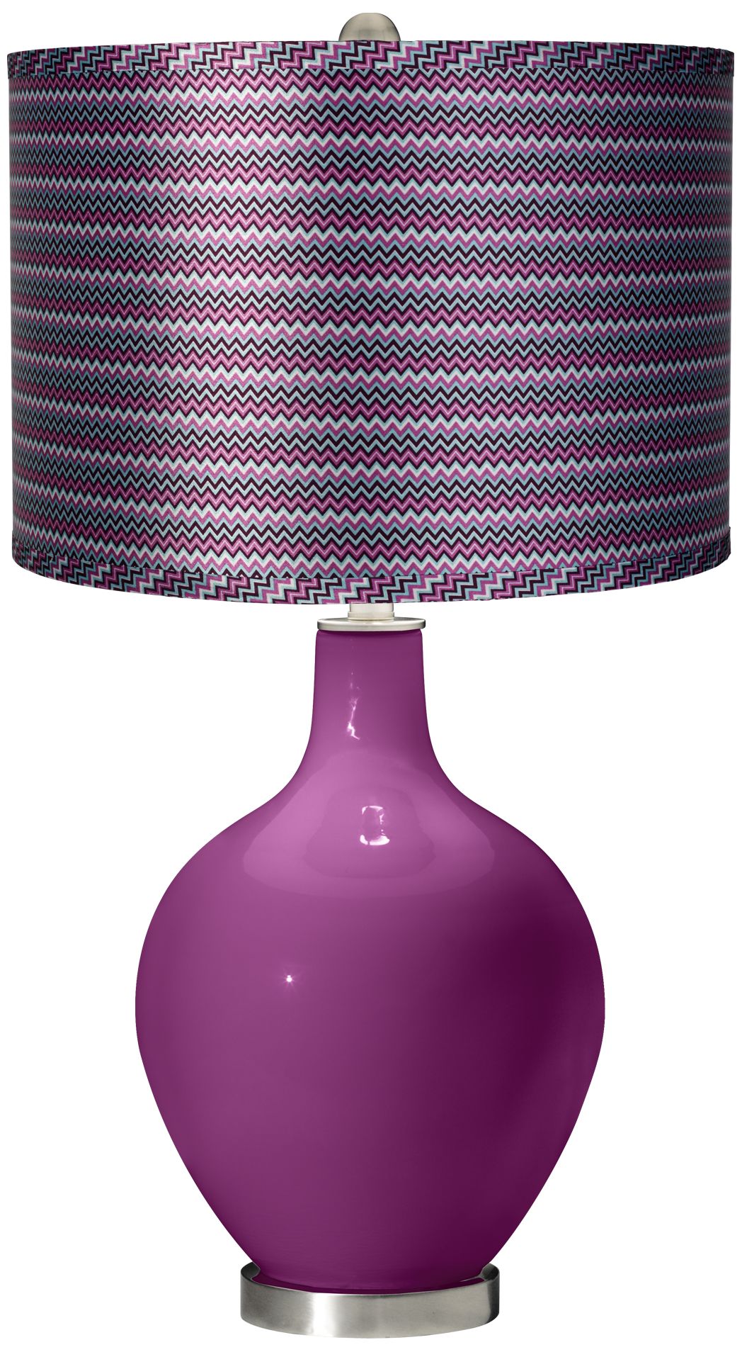 Verve Violet - Satin Purple Zig Zag Shade Ovo Table Lamp