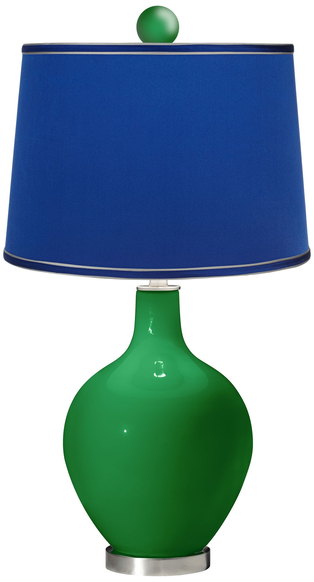 Envy - Satin Dark Blue Ovo Table Lamp with Color Finial