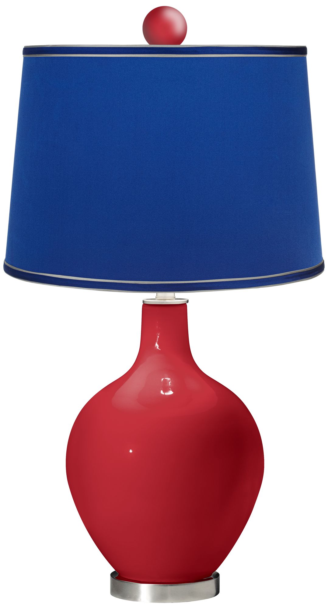 Ribbon Red - Satin Dark Blue Ovo Lamp with Color Finial