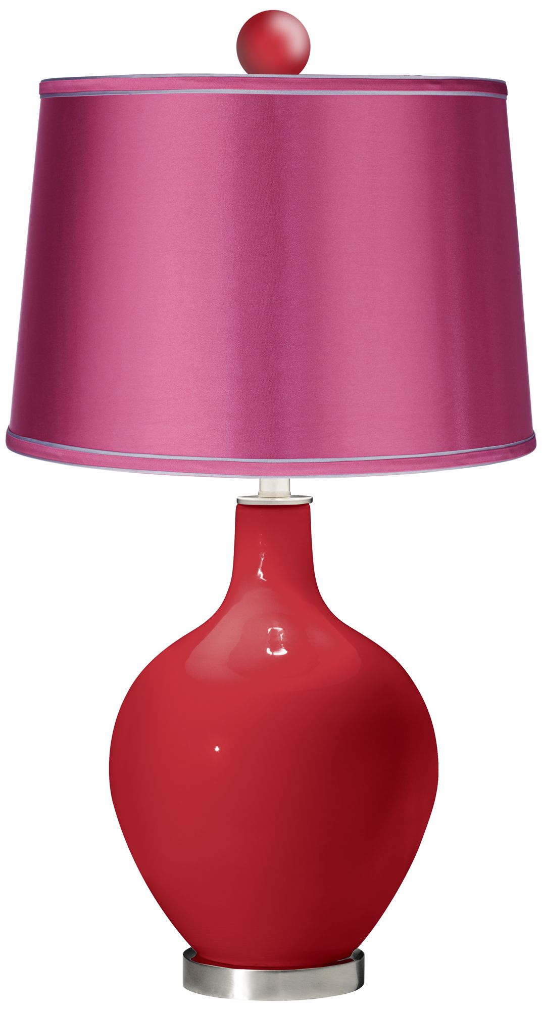 Ribbon Red - Satin Pink Ovo Table Lamp with Color Finial