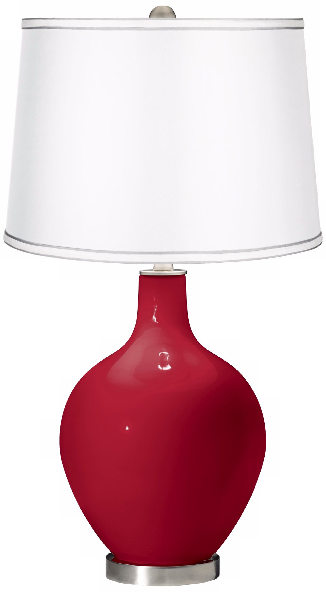 Ribbon Red - Satin White Shade Ovo Table Lamp