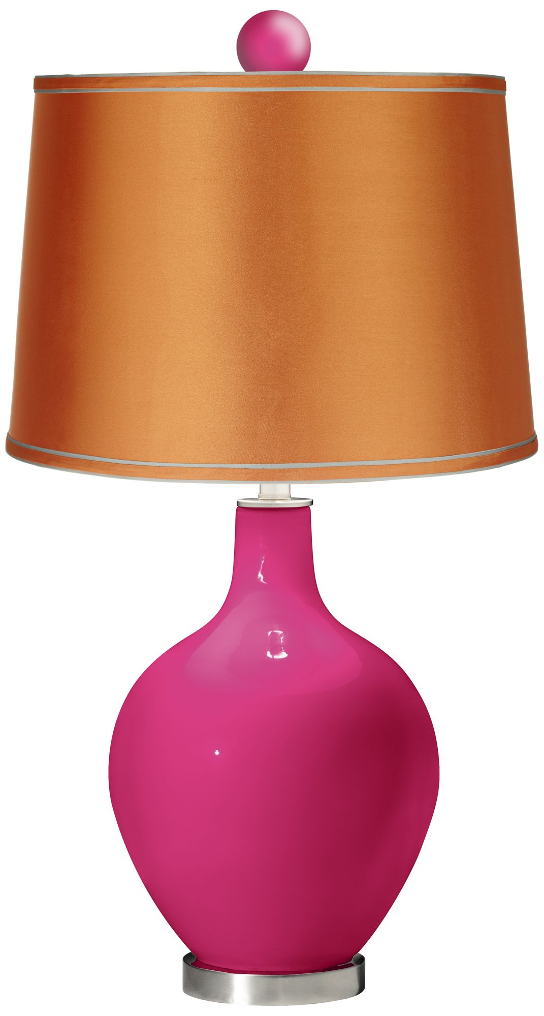 Beetroot Purple - Satin Orange Ovo Lamp with Color Finial