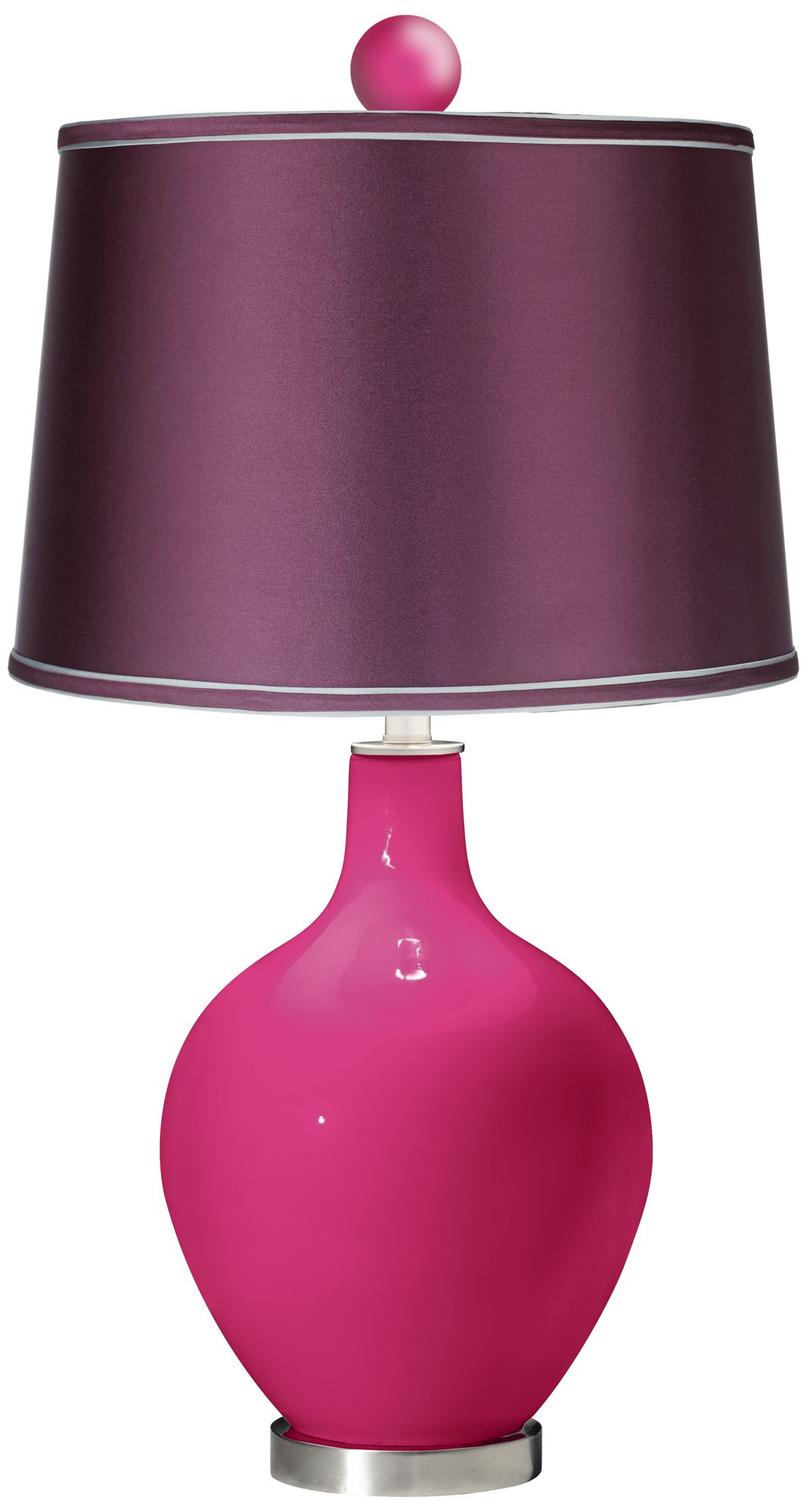 Beetroot Purple - Satin Eggplant Lamp with Color Finial