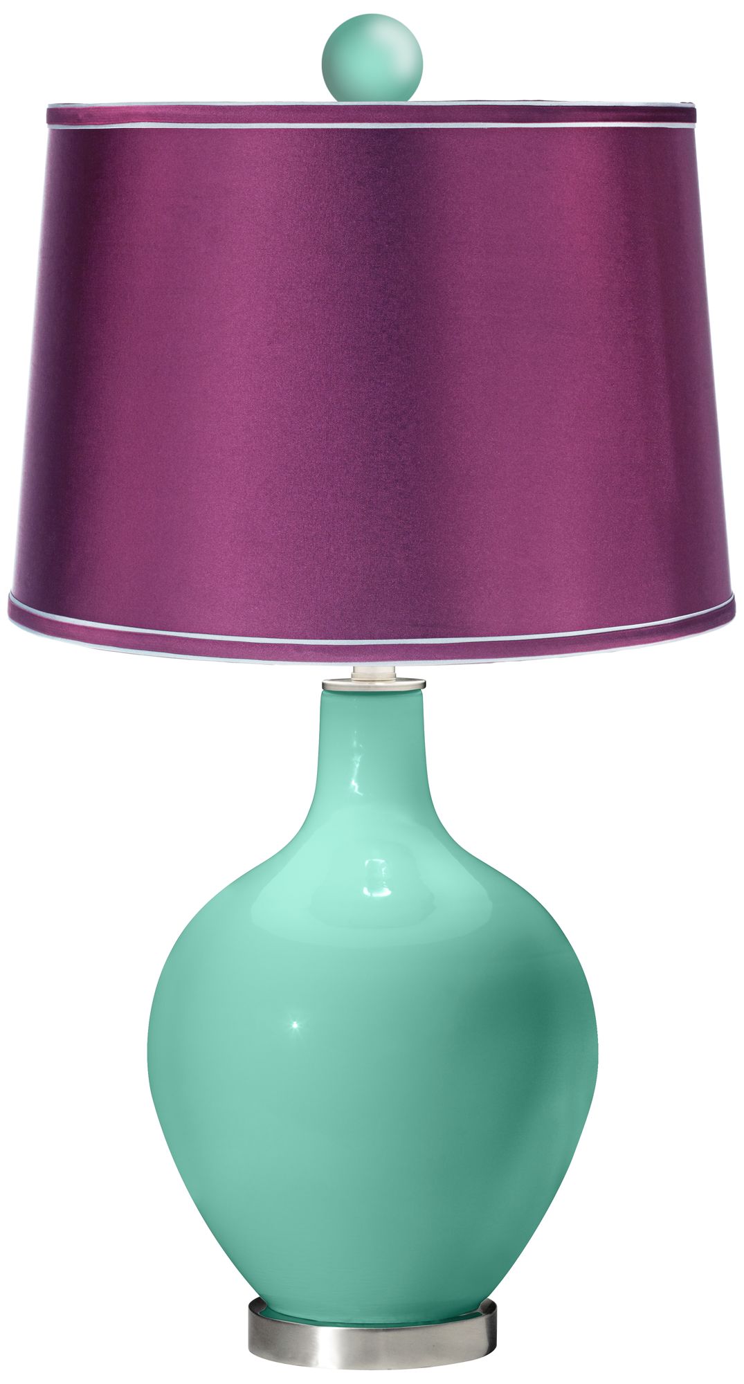 Larchmere - Satin Plum Ovo Table Lamp with Color Finial