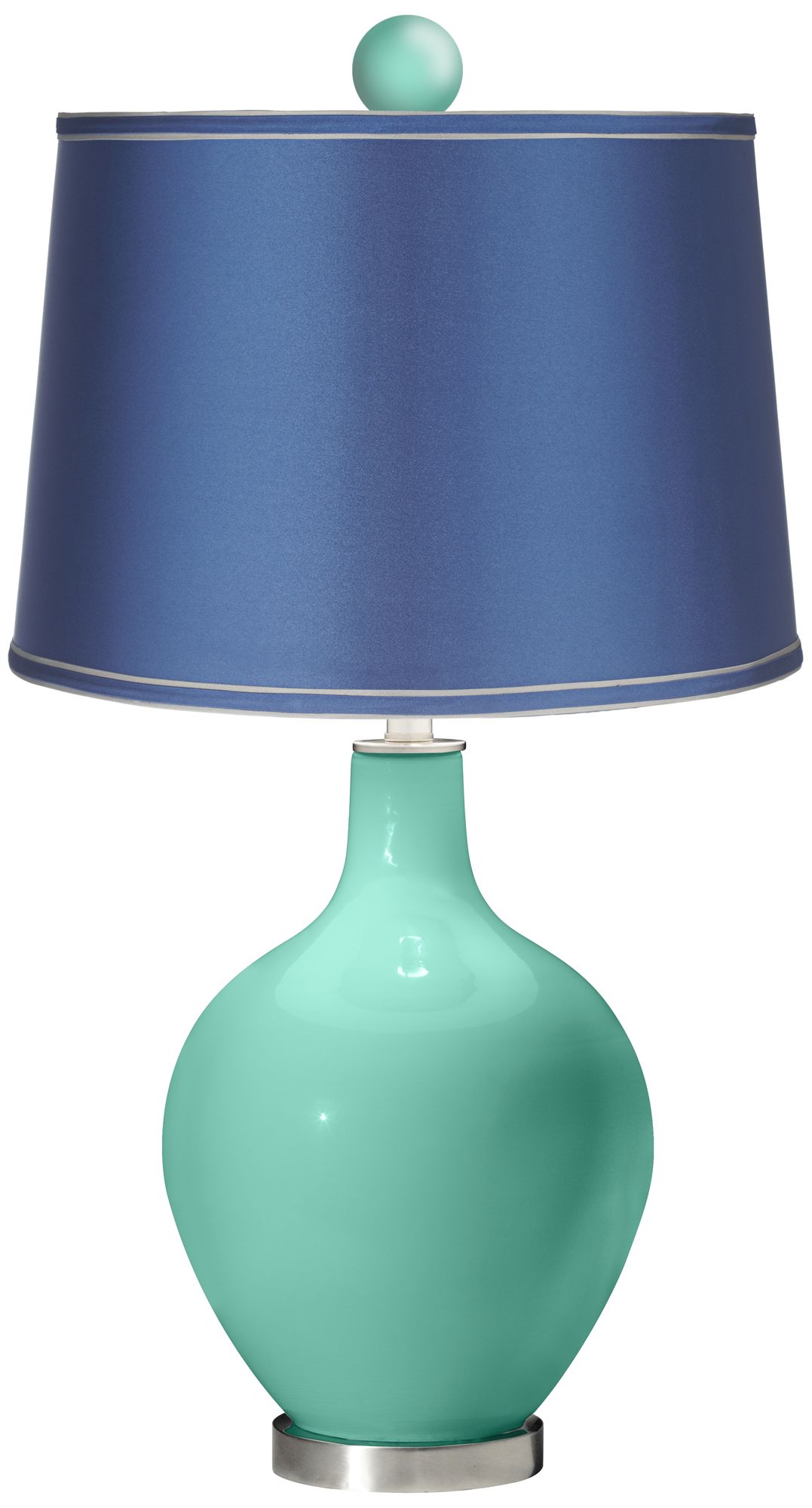 Larchmere - Satin Blue Ovo Table Lamp with Color Finial