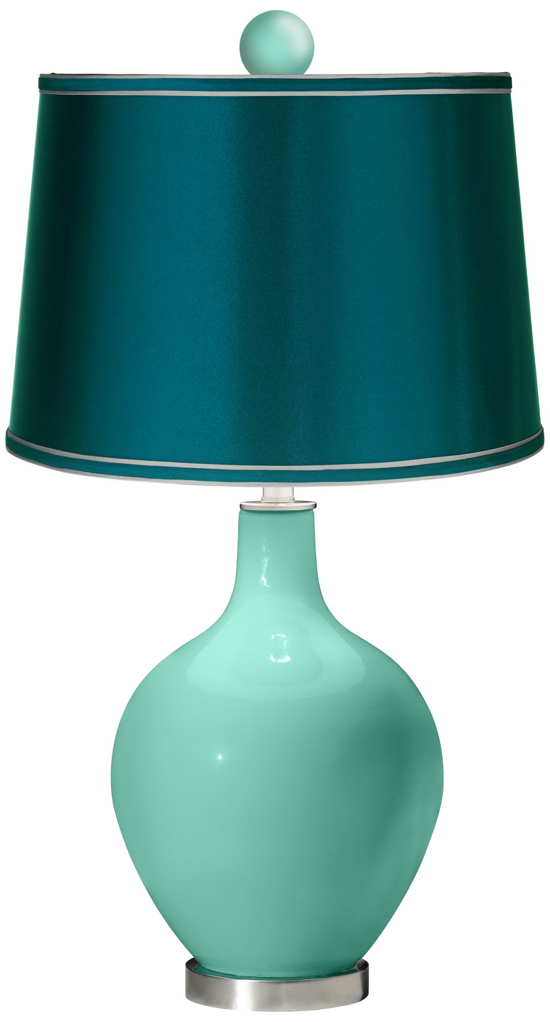 Larchmere - Satin Teal Ovo Table Lamp with Color Finial