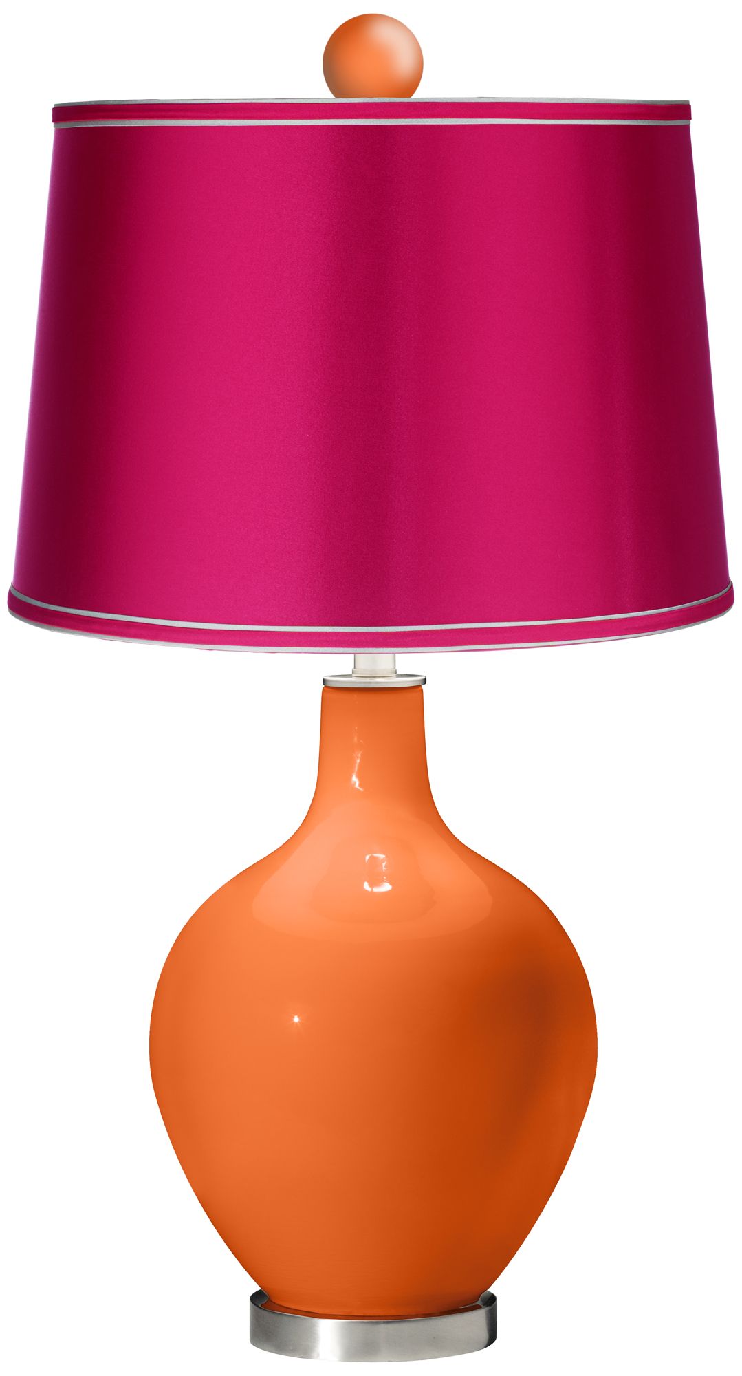 Invigorate - Satin Fuchsia Ovo Lamp with Color Finial