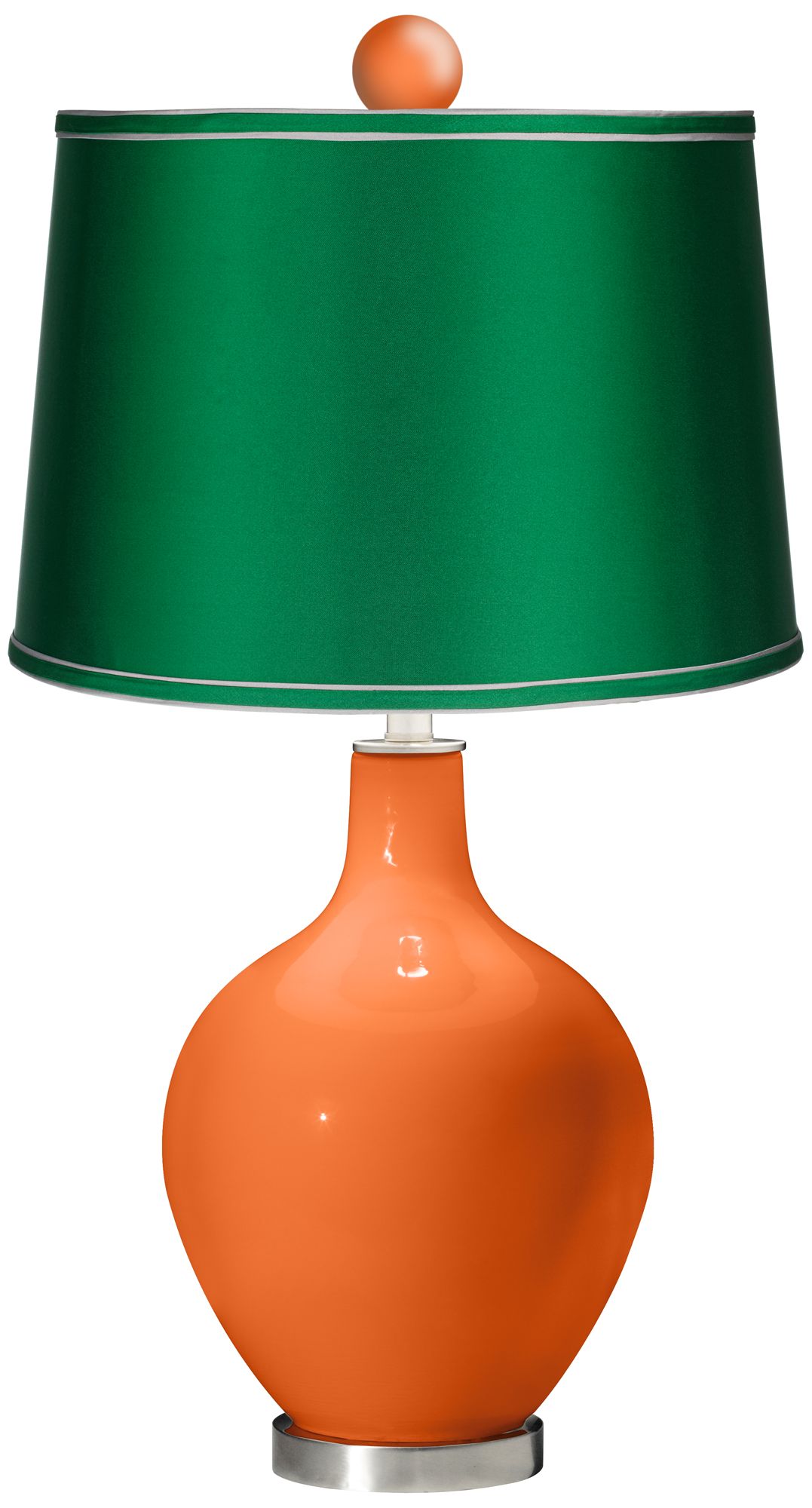 Invigorate - Satin Emerald Ovo Lamp with Color Finial