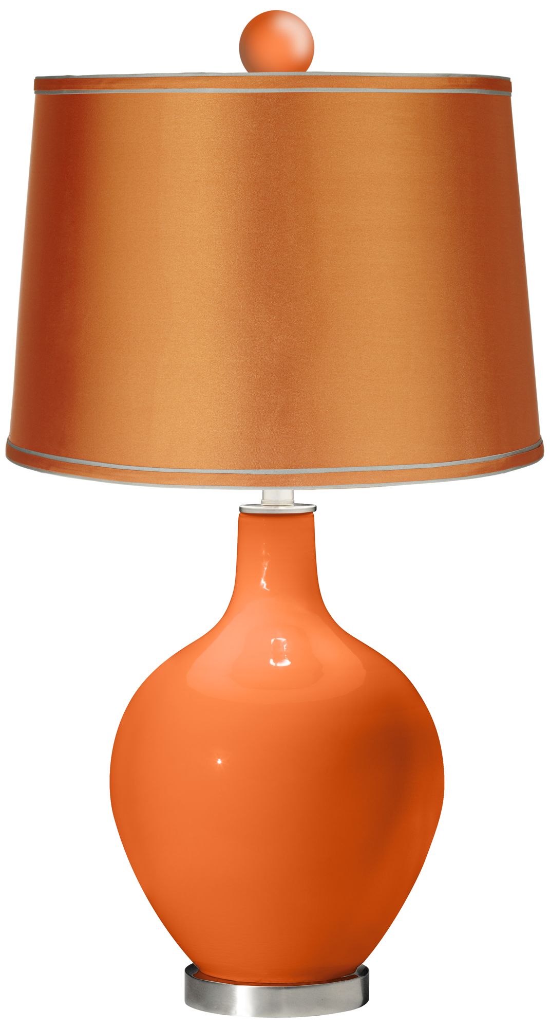 Invigorate - Satin Orange Ovo Lamp with Color Finial