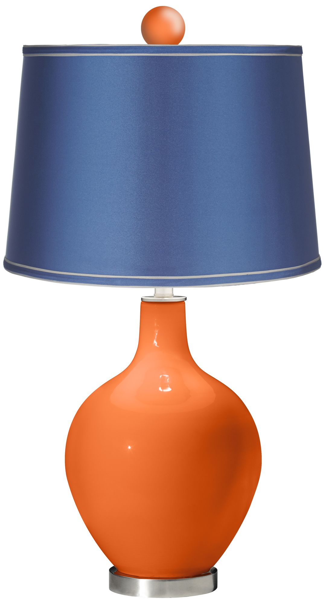 Invigorate - Satin Blue Ovo Table Lamp with Color Finial