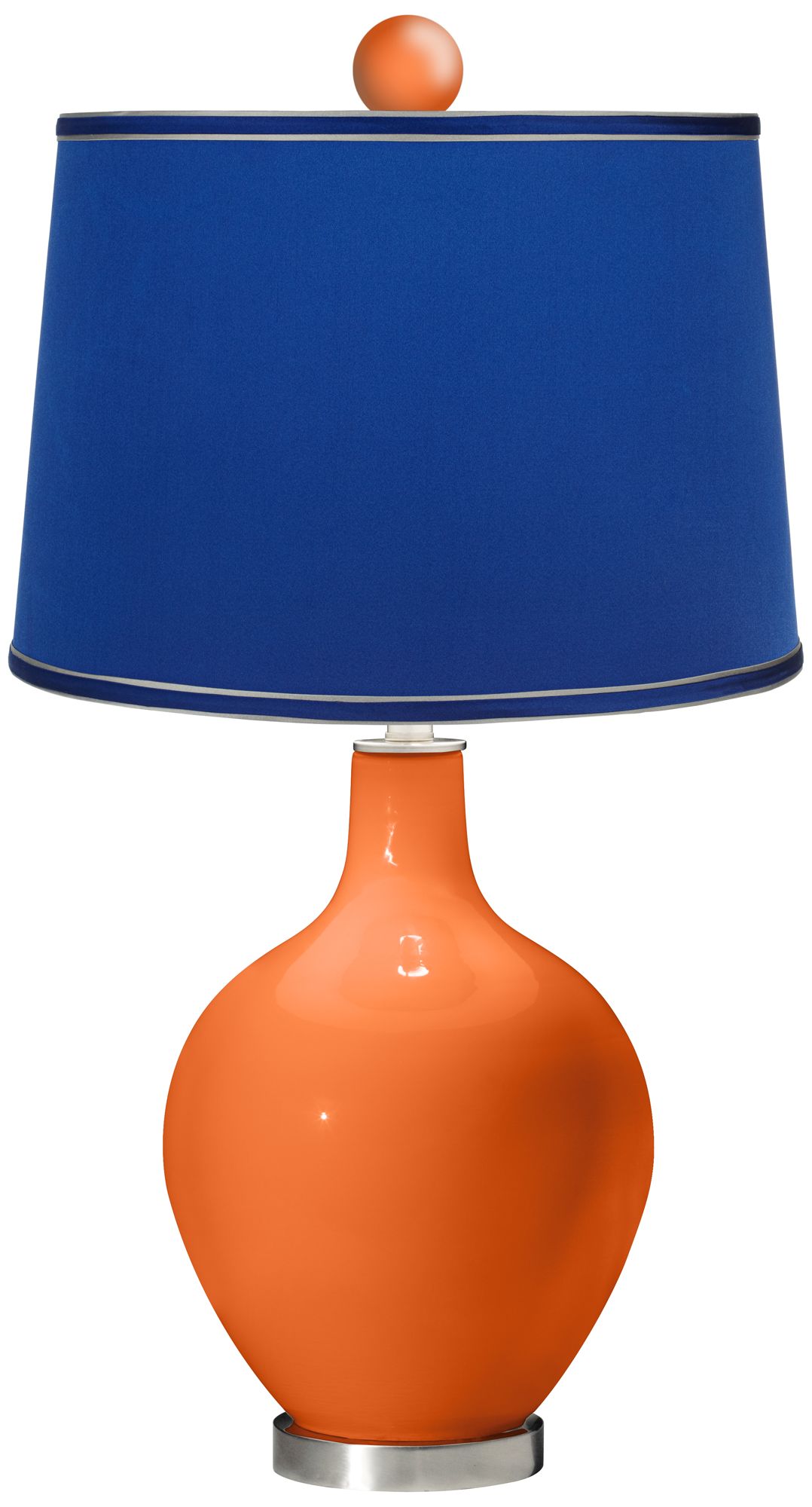 Invigorate - Satin Dark Blue Ovo Lamp with Color Finial