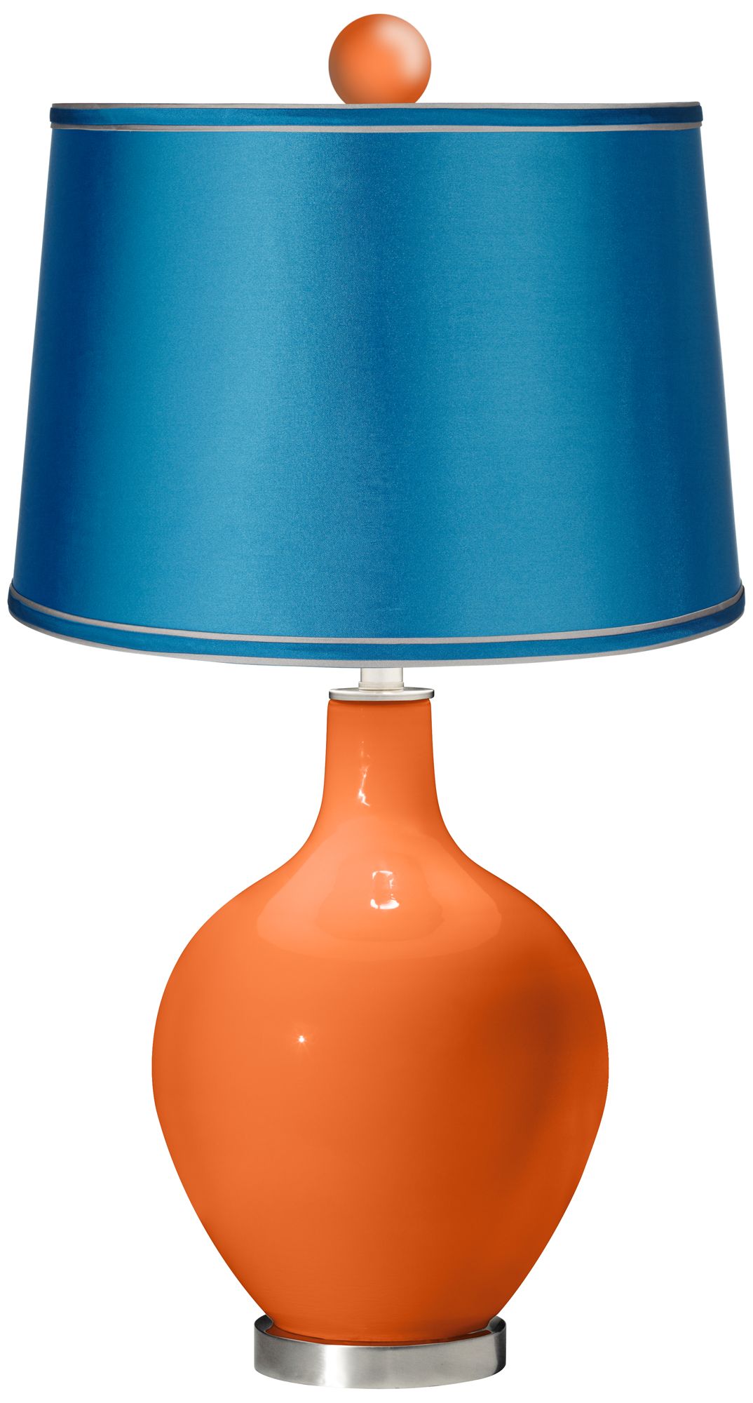 Invigorate - Satin Turquoise Ovo Lamp with Color Finial