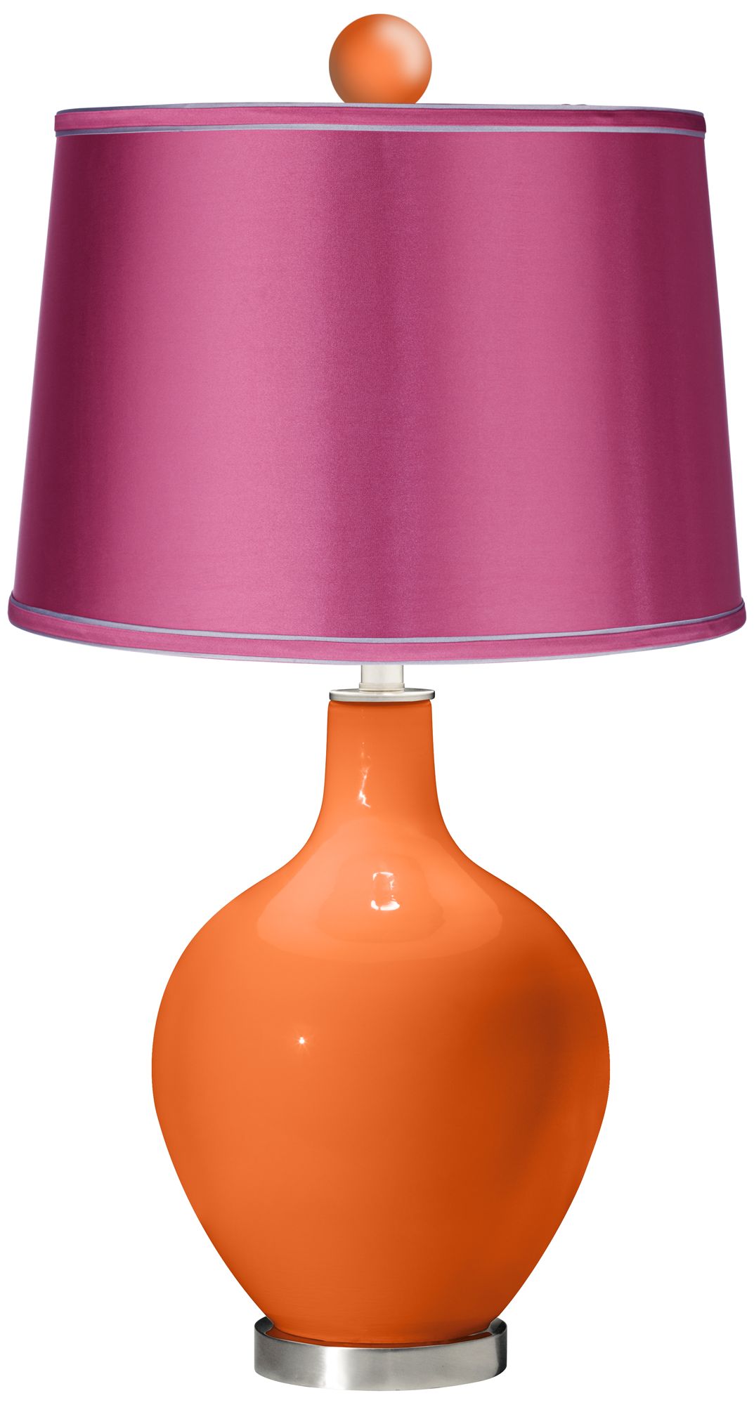 Invigorate - Satin Pink Ovo Table Lamp with Color Finial