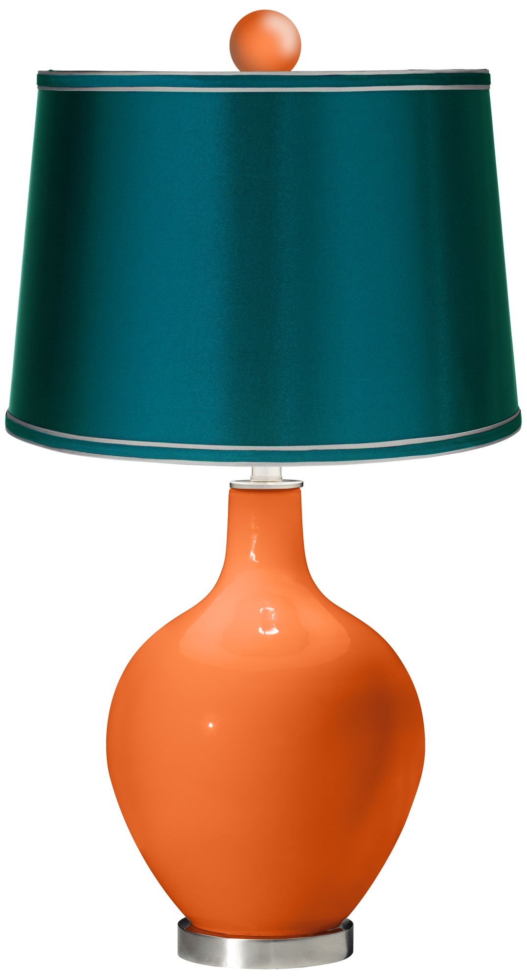 Invigorate - Satin Teal Ovo Table Lamp with Color Finial