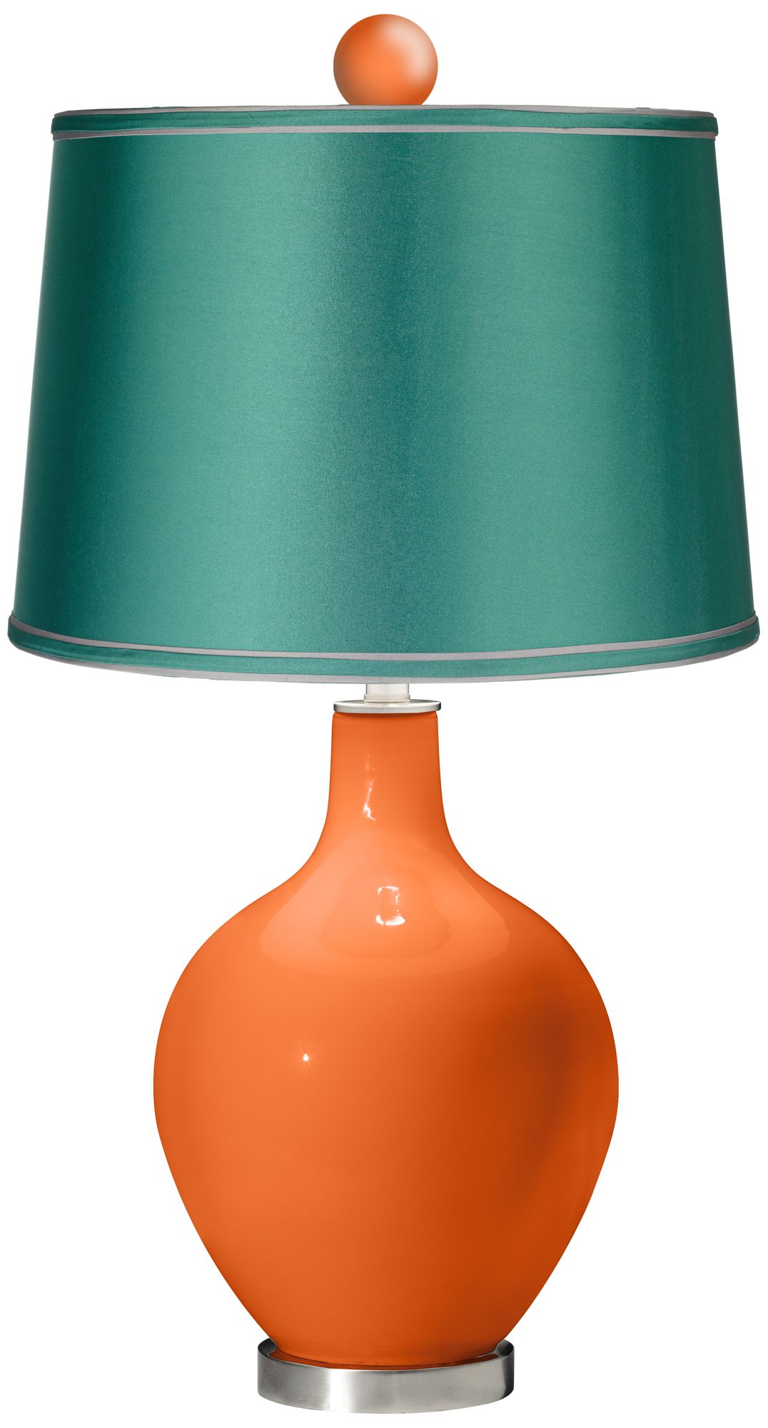 Invigorate - Satin Sea Green Ovo Lamp with Color Finial