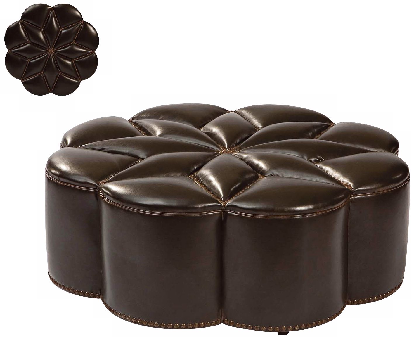 Stella Cafe Mocha Bicast Leather Ottoman