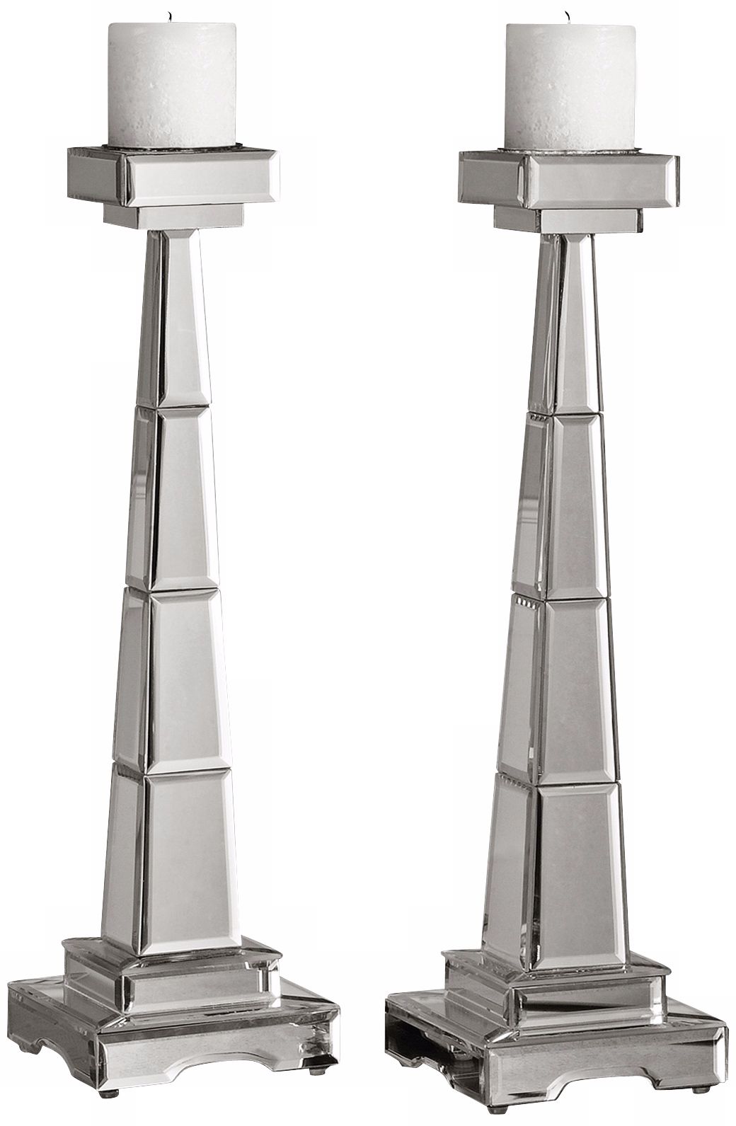 Set of 2 Alanna Polished Mirror Candle Holders