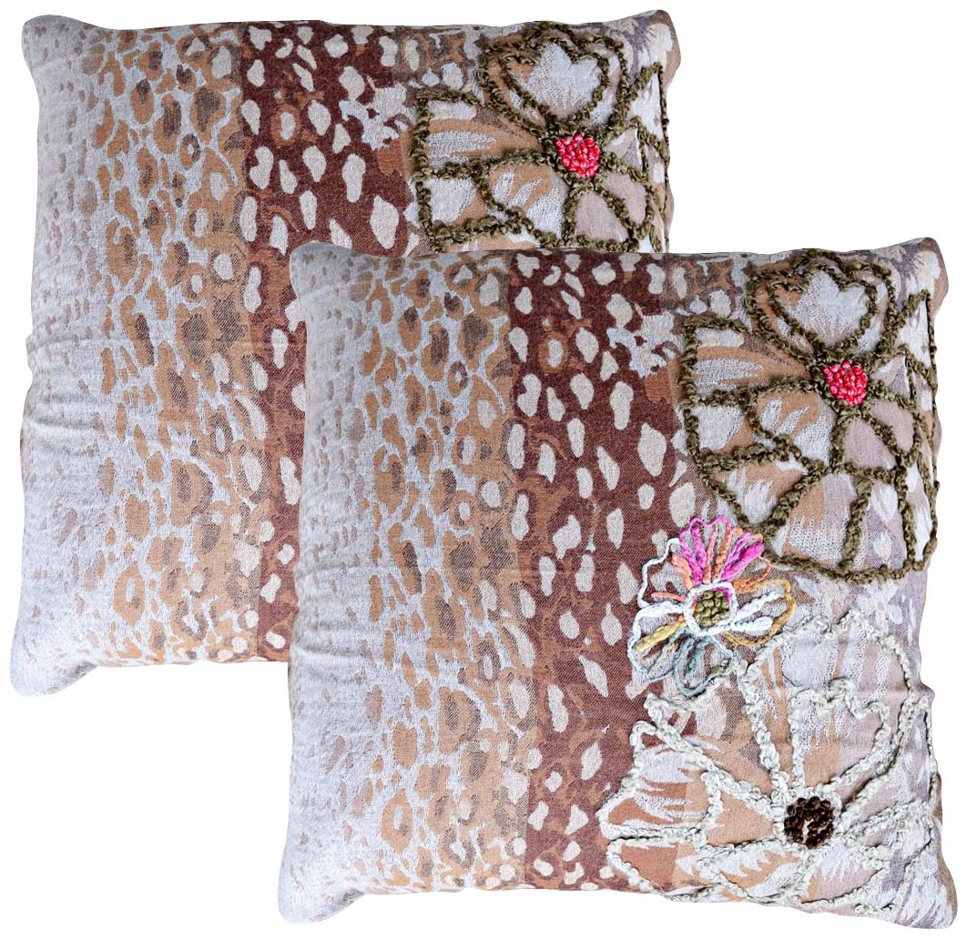 Set of 2 Jenna Brown 20" Down Throw Pillows