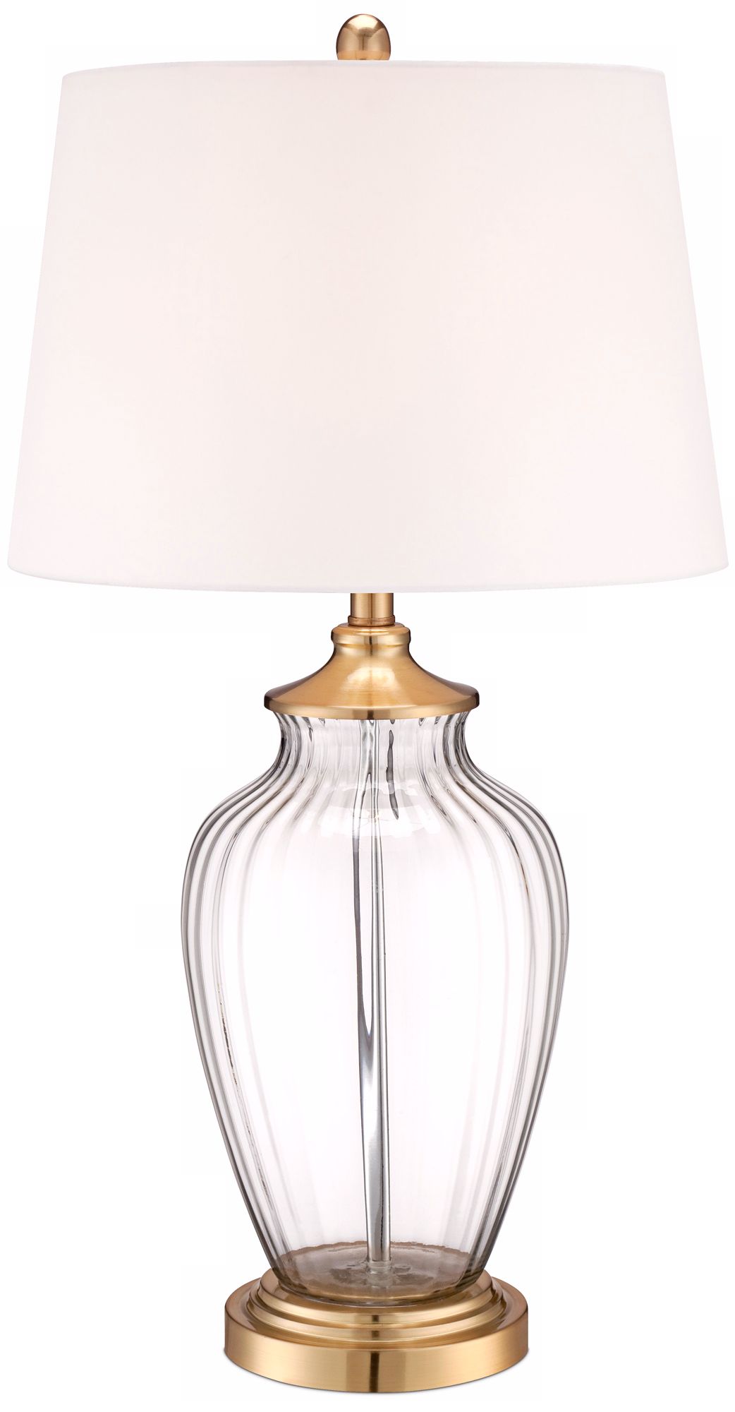 Fluted Glass and Brass Table Lamp