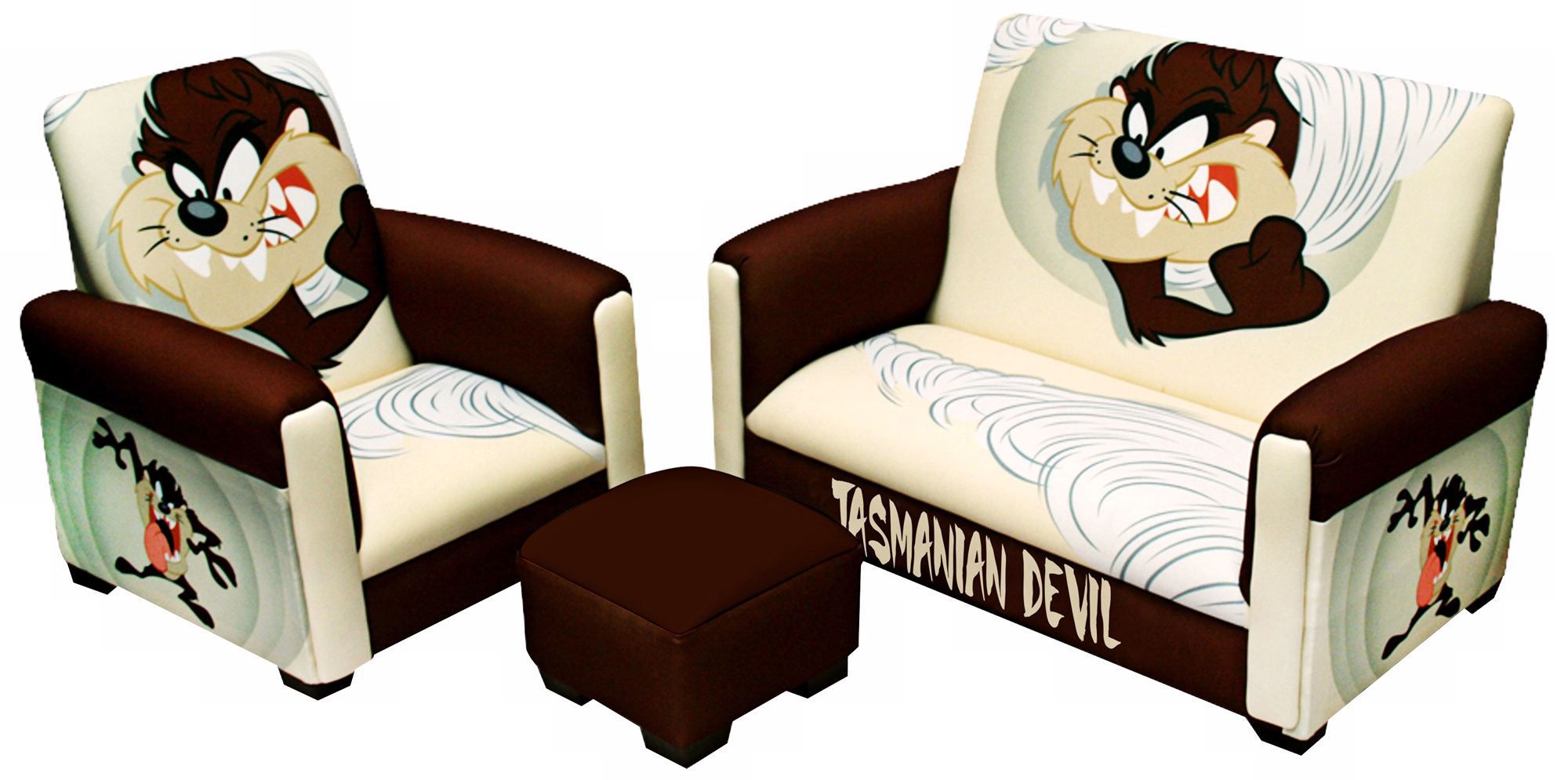 TAZ Tasmanian Devil Toddler Sofa Chair and Ottoman Set