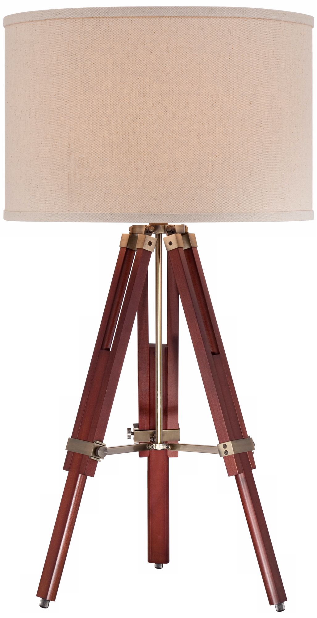 Cherry Finish Wood Surveyor Tripod Table Lamp